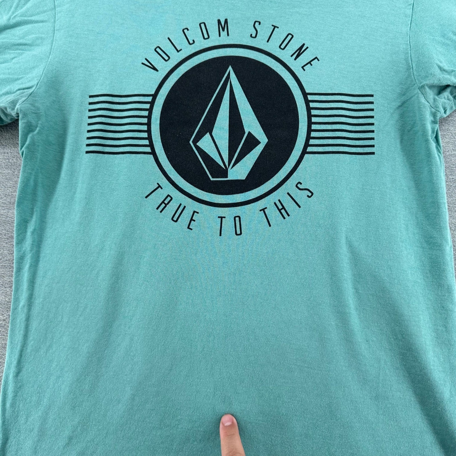 Volcom T-Shirt Mens Medium Teal True To This Graphic Stone Logo Short Sleeve Tee
