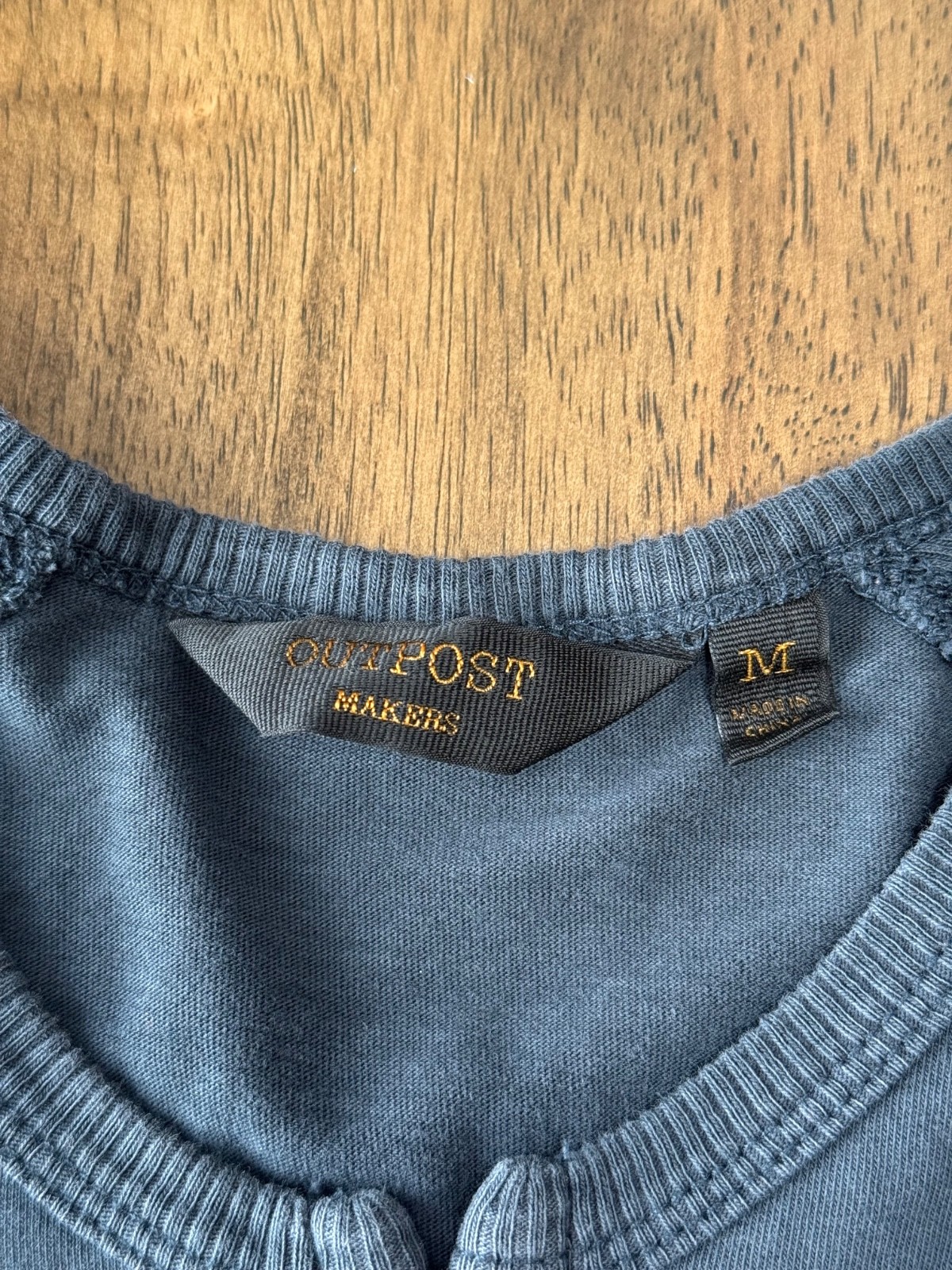 EUC Mens Outpost makers henley blue 100% cotton long sleeve size M