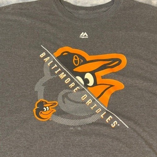 Majestic Baltimore Orioles Mens XL Charcoal Grey Graphic T-Shirt MLB Baseball