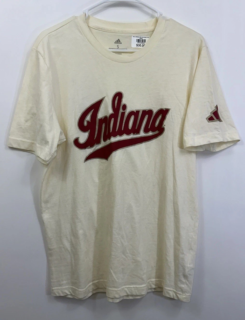 NWOT Adidas x Indiana Hoosiers Football Men&rsquo;s Small Cream Wordmark T-Shirt $30