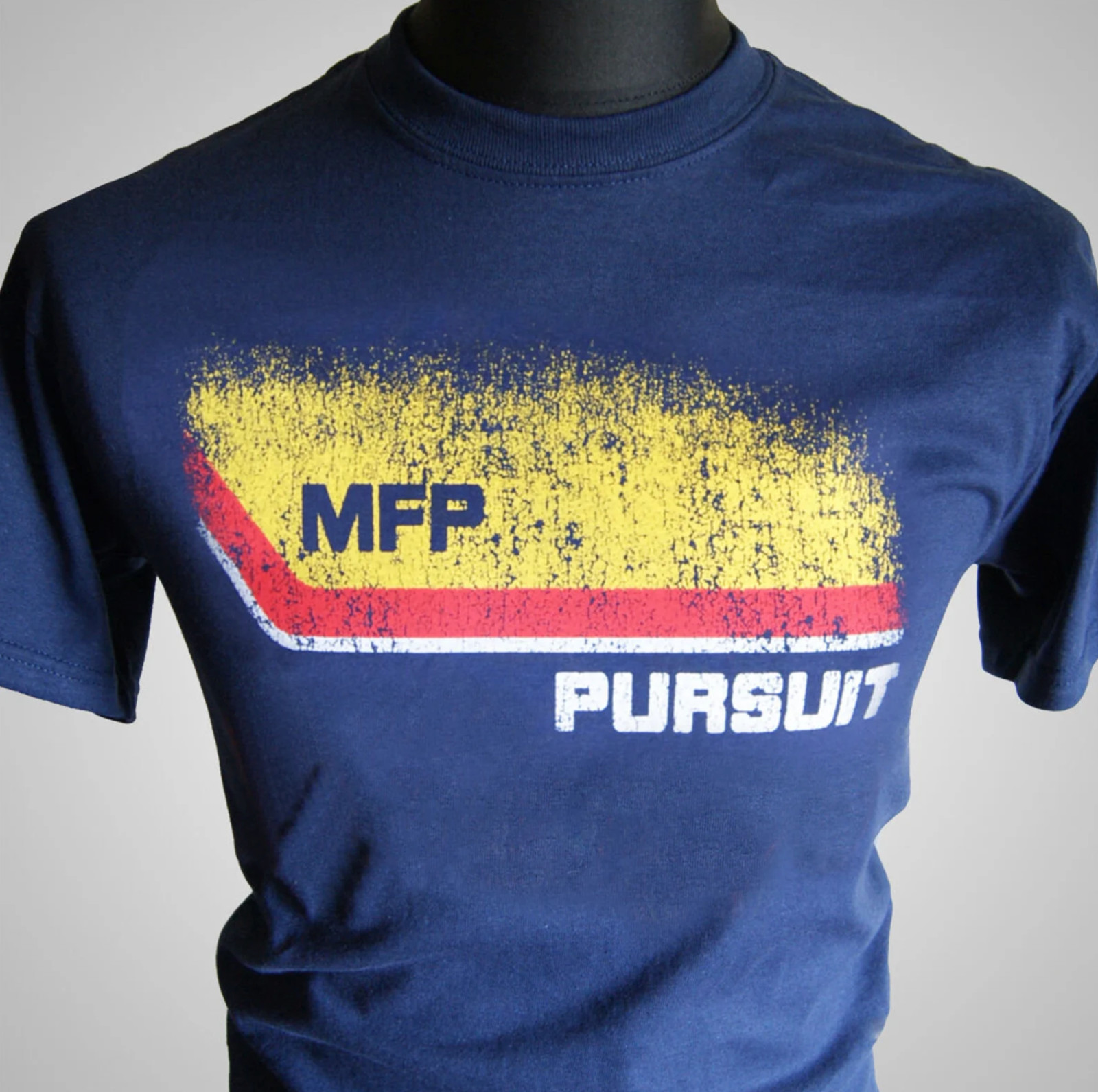 Mad Max Pursuit T Shirt Retro Movie V8 Car MFP Interceptor Falcon Toecutter Blue