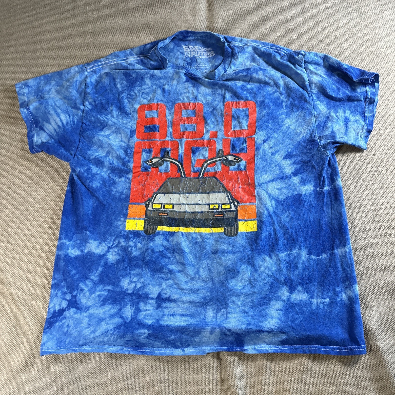 Back To The Future The Musical Tie Dye T-Shirt XL 88 MPH DeLorean 2023 Broadway