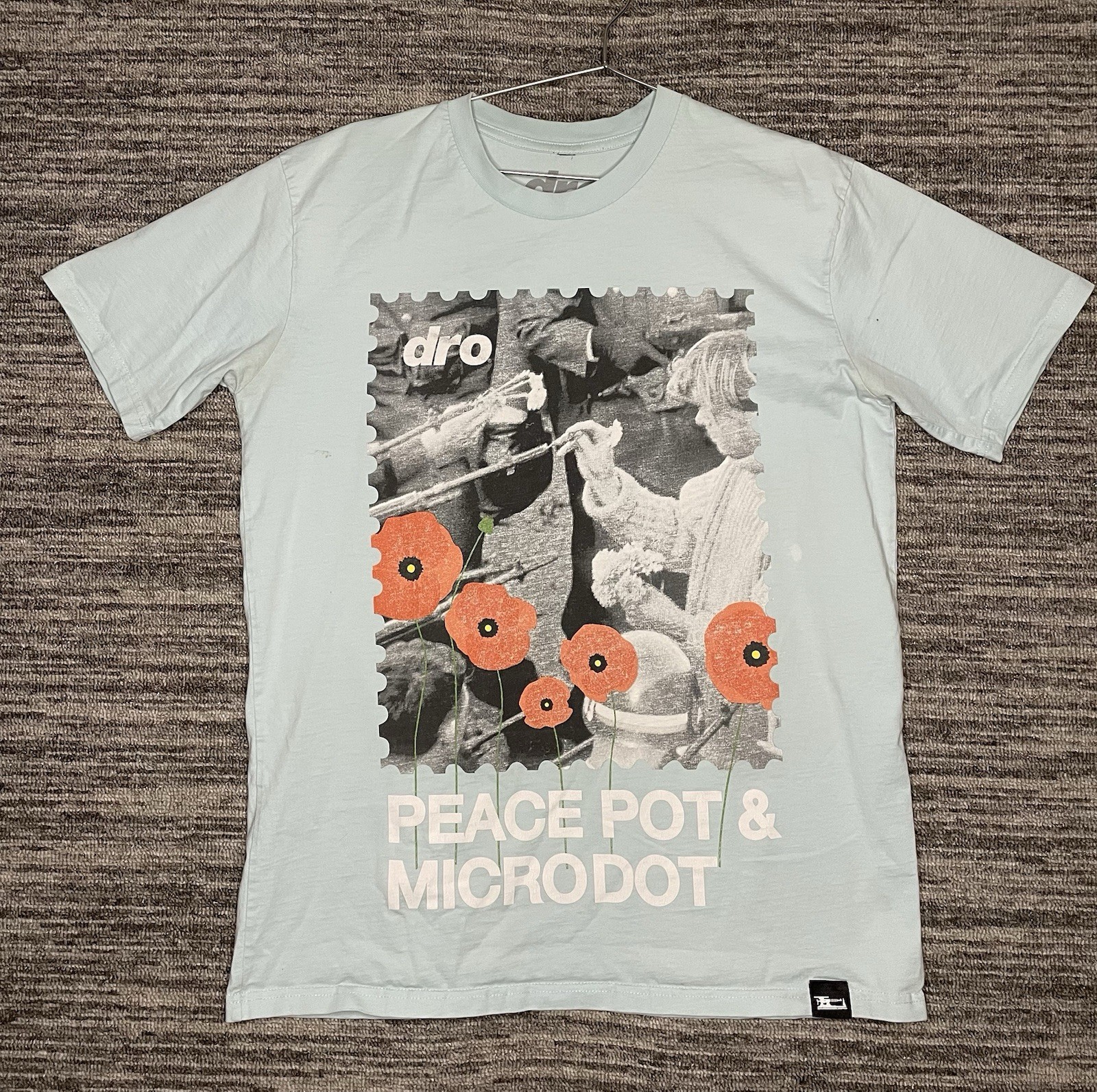 DRO Peace Pot & Microdot Short sleeve shirt Baby Blue Men’s Size Large