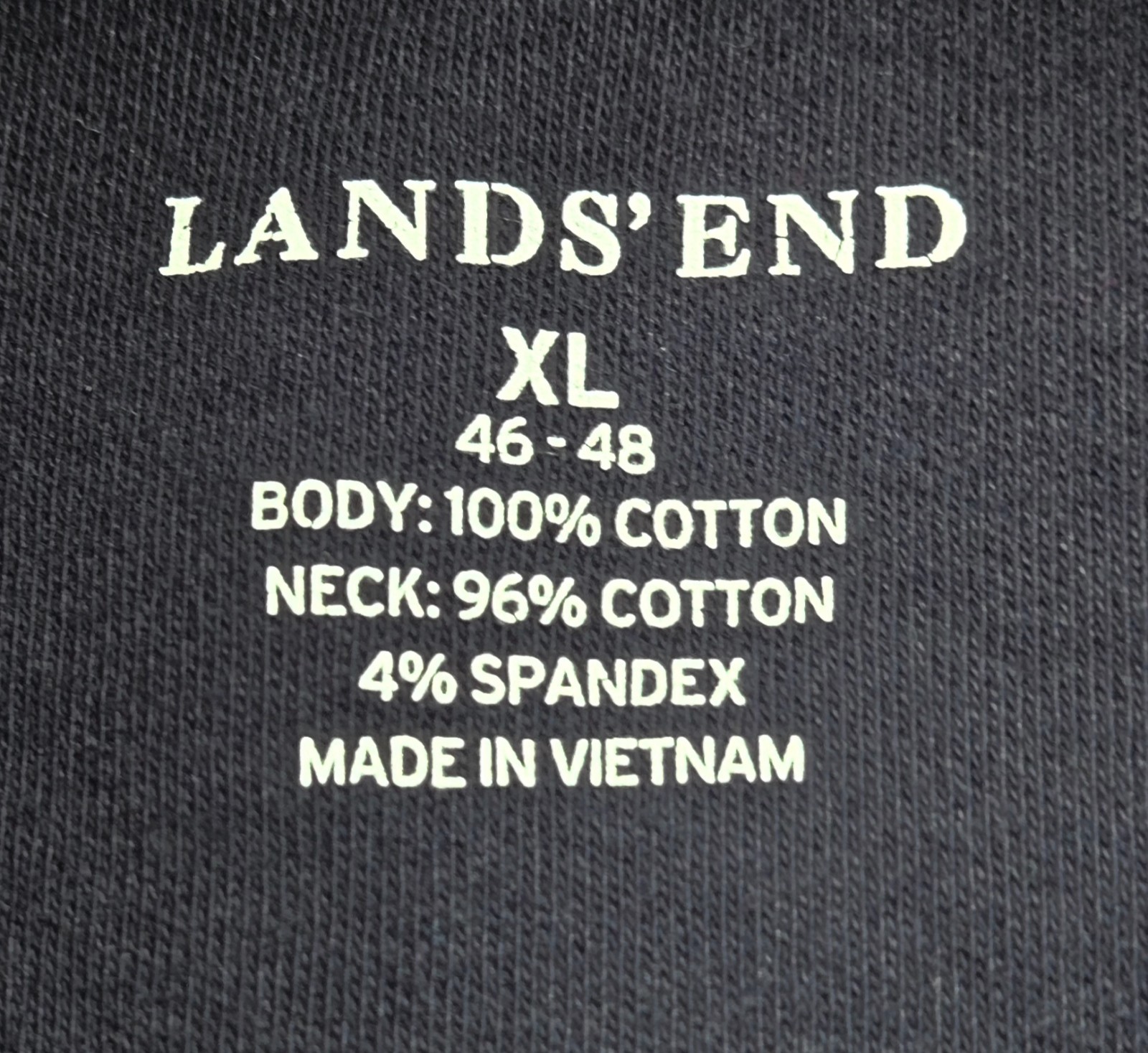 Lands End Mens XL Turtleneck Super T Cotton Black