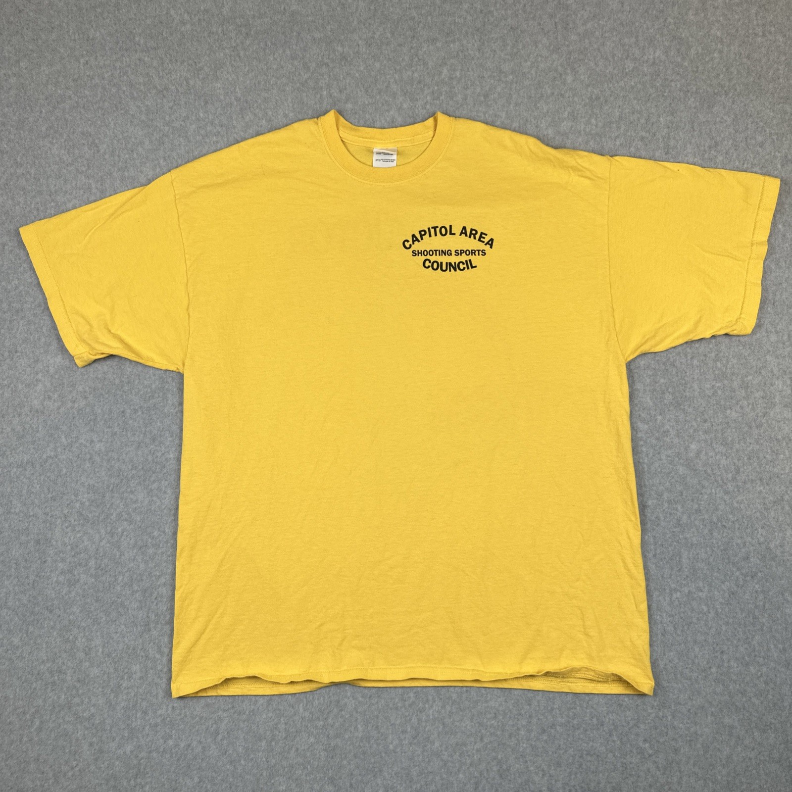 Vtg Gikdan Mens XXL Yellow T Shirt Capitol Area Shooting Sports Instructor Tee