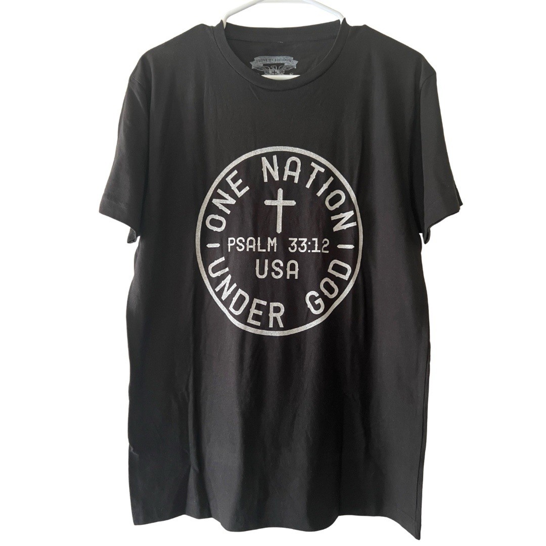 I Love My Freedom Unisex Black One Nation Under God Psalm T-shirt