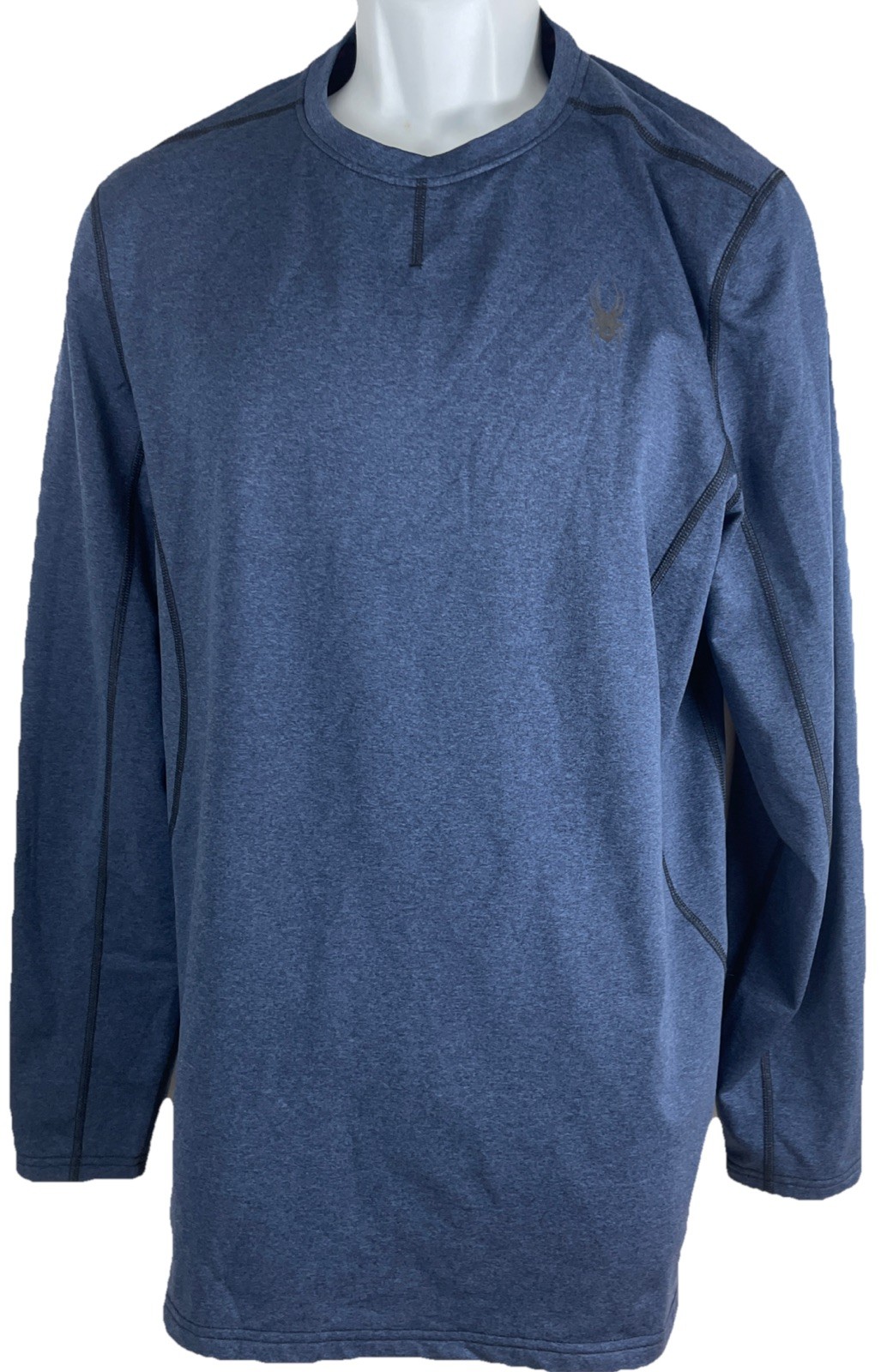 Mens Large Sounder Active Pro Web Workout Performance Long Sleeve Blue Shirt