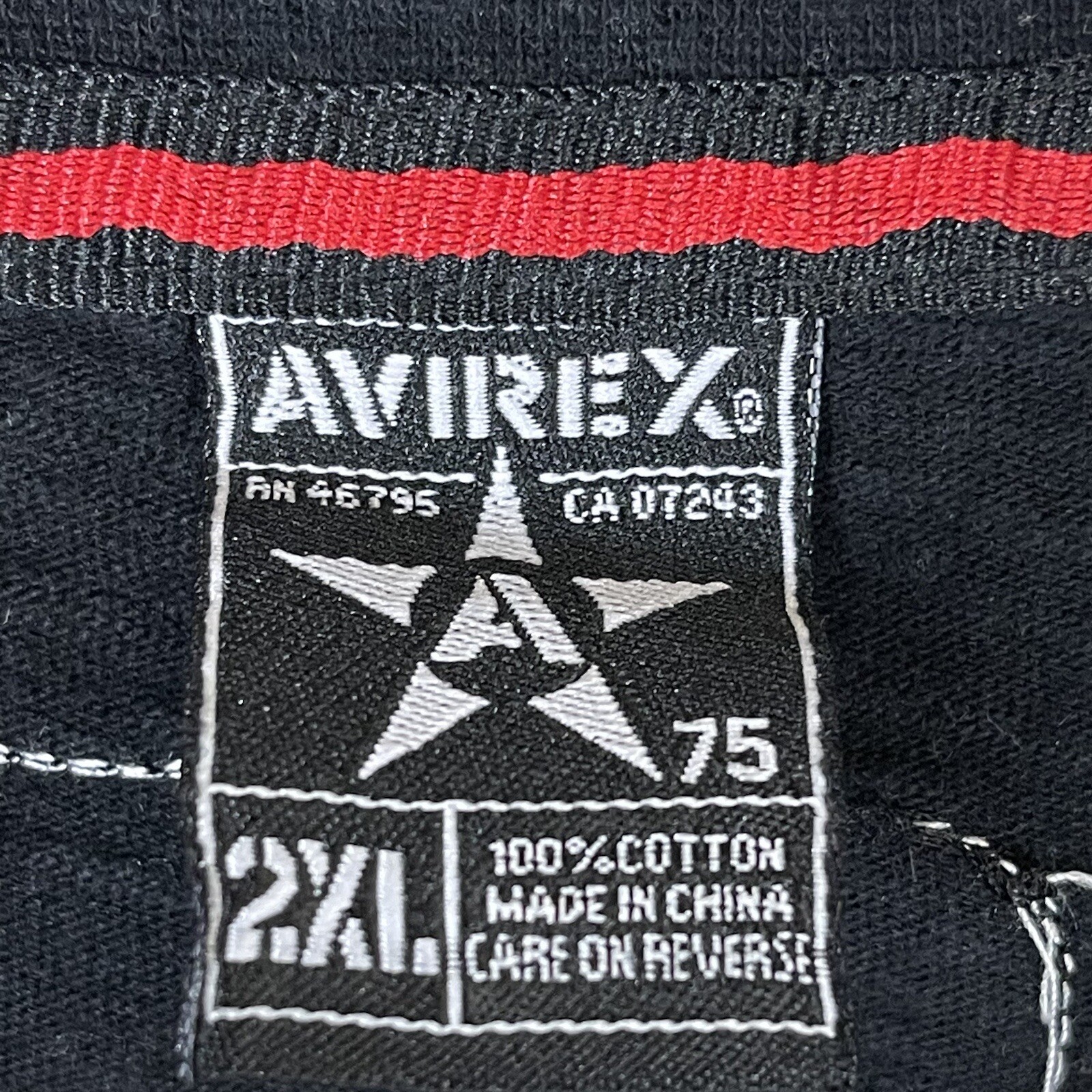 Avirex Shirt Adult XXL Black Classics T-Shirt Short Sleeve Print Mens