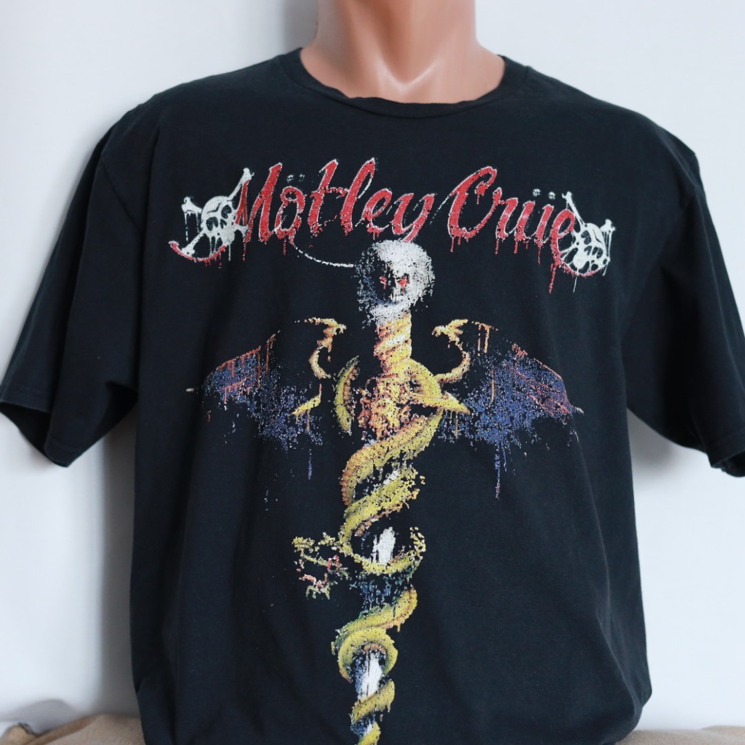 Motley Crue Dr Feelgood Band T-shirt Black Glam Heavy Metal Rock Graphic Mens L