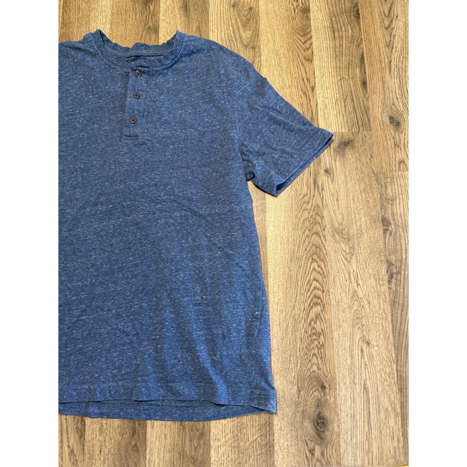 Croft & Barrow Henley Shirt Mens Medium Blue Adult Short Sleeve Heathered