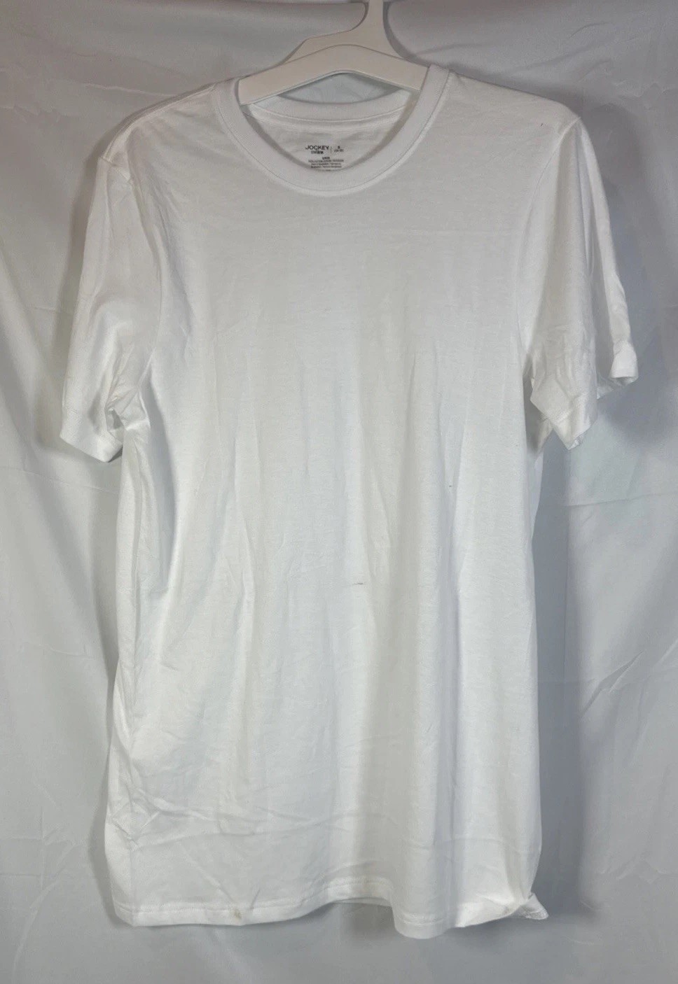 Jockey Men’s White Tee Shirt Size Small (34-36) 100% Cotton Color White