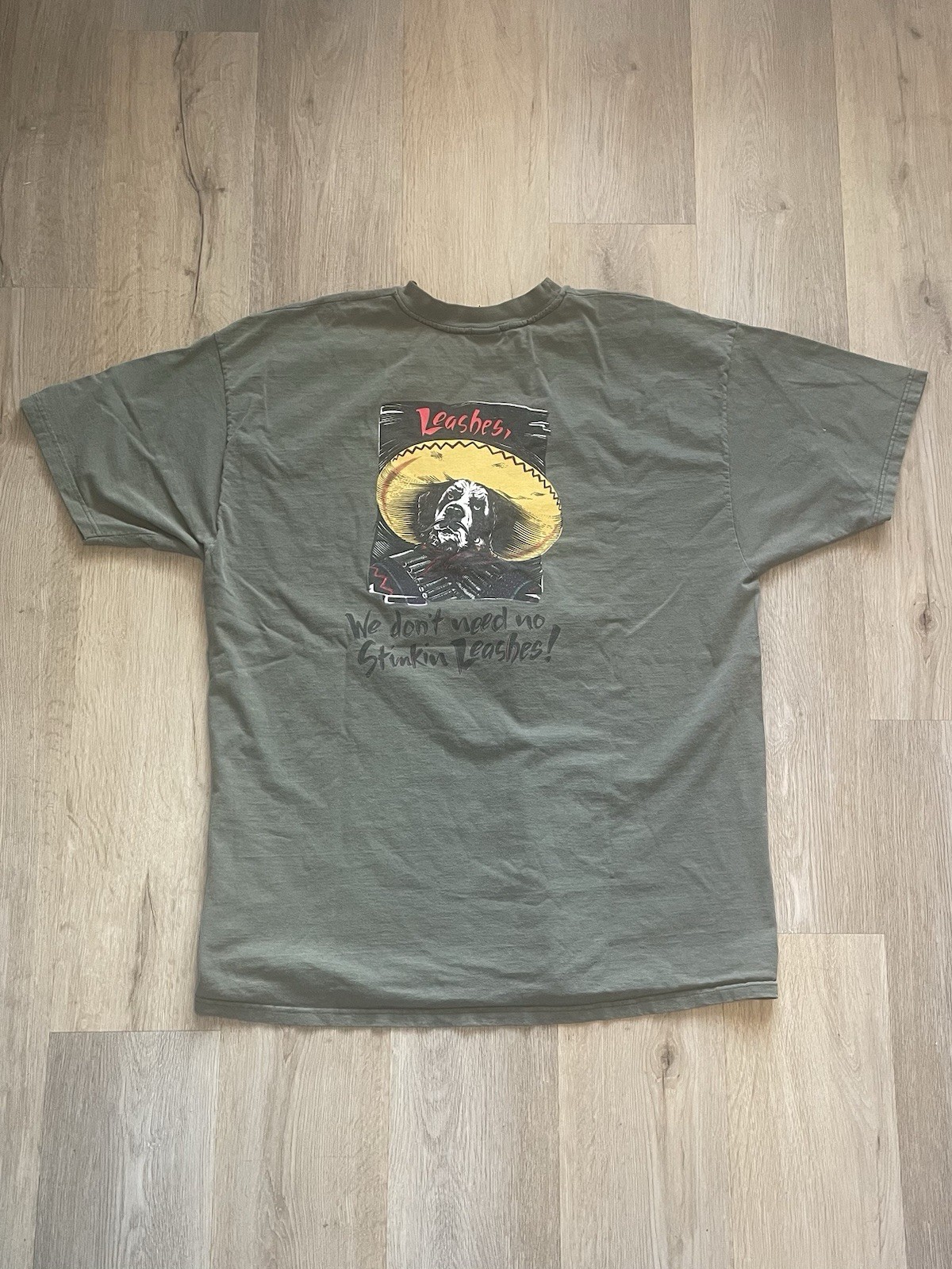 Vintage 90s Big Dogs We Dont Need No Stinkin Leashes Graphic T-Shirt Mens 3X