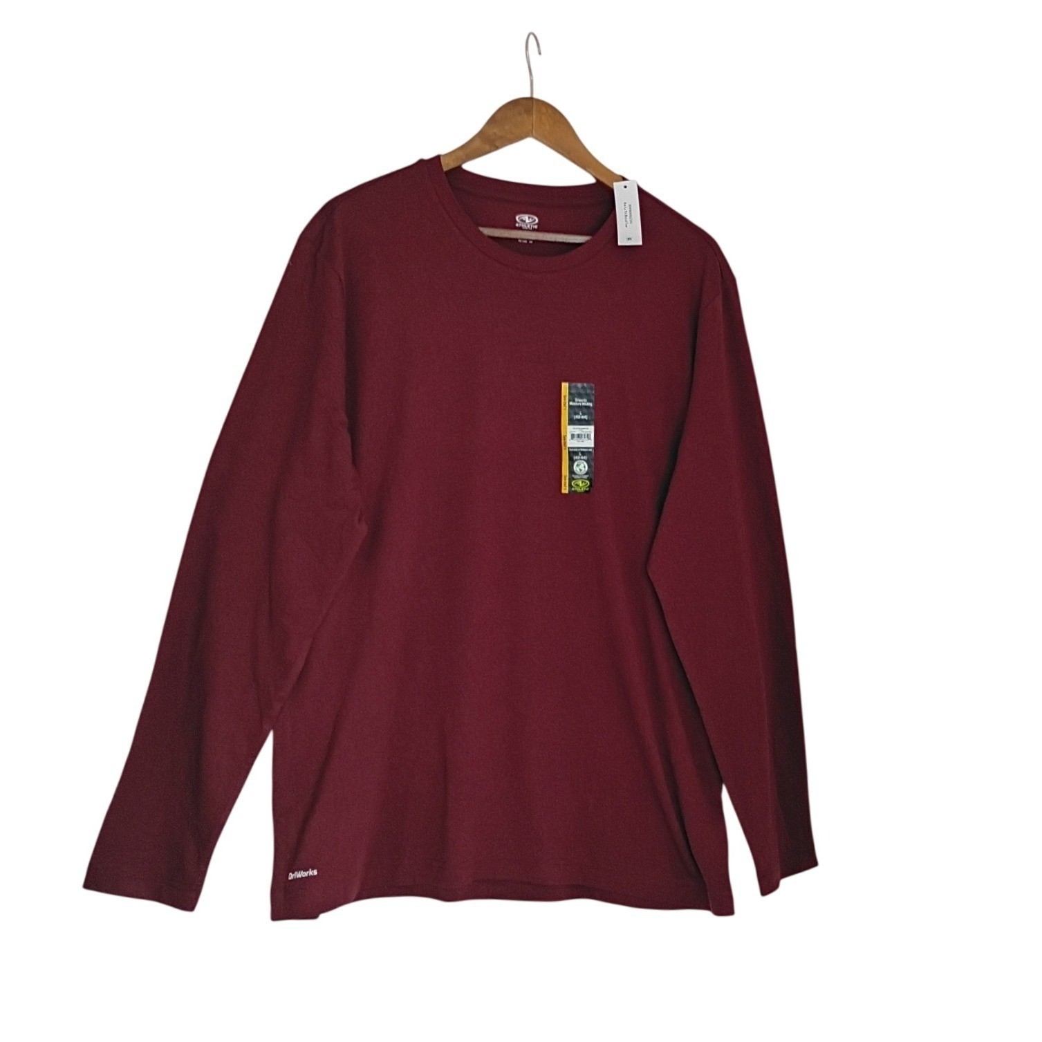 Athletic Works DriWorks Long Sleeve Shirt Men&rsquo;s Large 42-44 Claret Red NWT