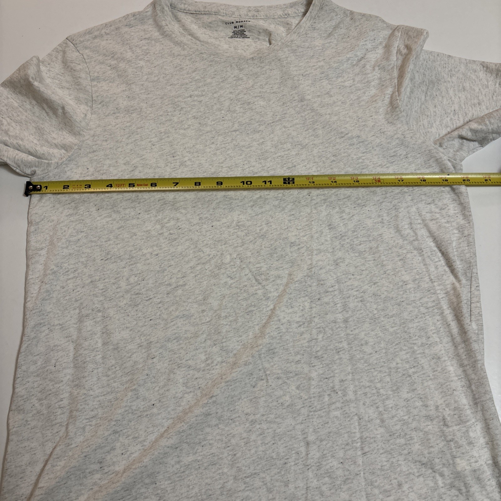 Club Monaco Men’s M White/Gray Heathered Short Sleeve T-Shirt