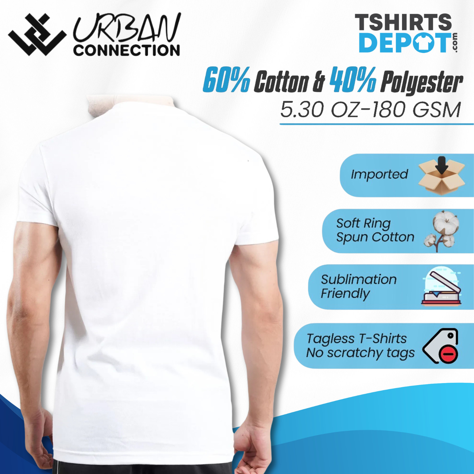 Pack of 12 Shirts | White V-Neck T-Shirt | Urban Connection | Sizes: Small – 6XL