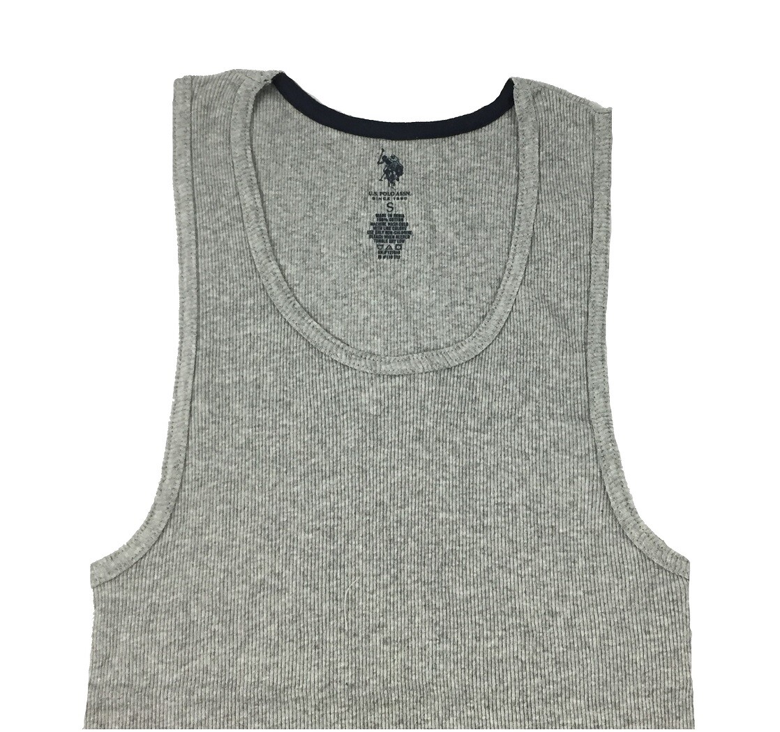 U.S. Polo Assn Men&rsquo;s Cotton Ribbed Tank A Shirt Undershirt,Gray, Size S, M, L,XL