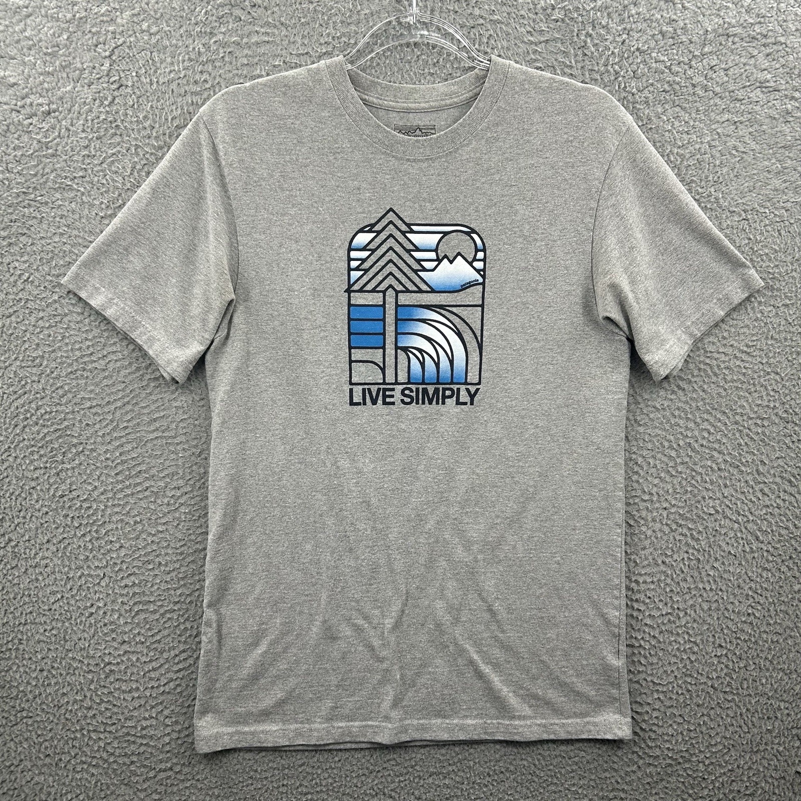 Patagonia Shirt Mens Small Gray Outdoor Hiking Live Simply Graphic Tee Adult S
