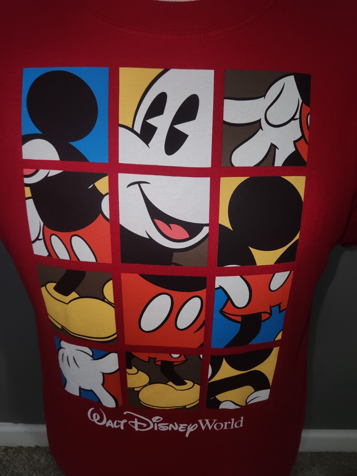 Mens Hanes Walt Disney World Mickey Mouse T-Shirt Size Large Red 100% Cotton