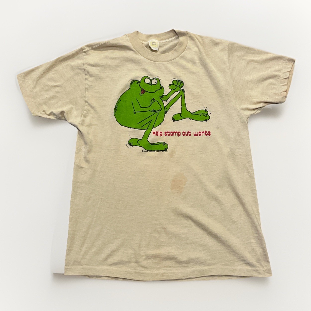 TRUE VINTAGE 70s 80s HELP STAMP OUT WARTS tee FROG L Velva Sheen 50/50