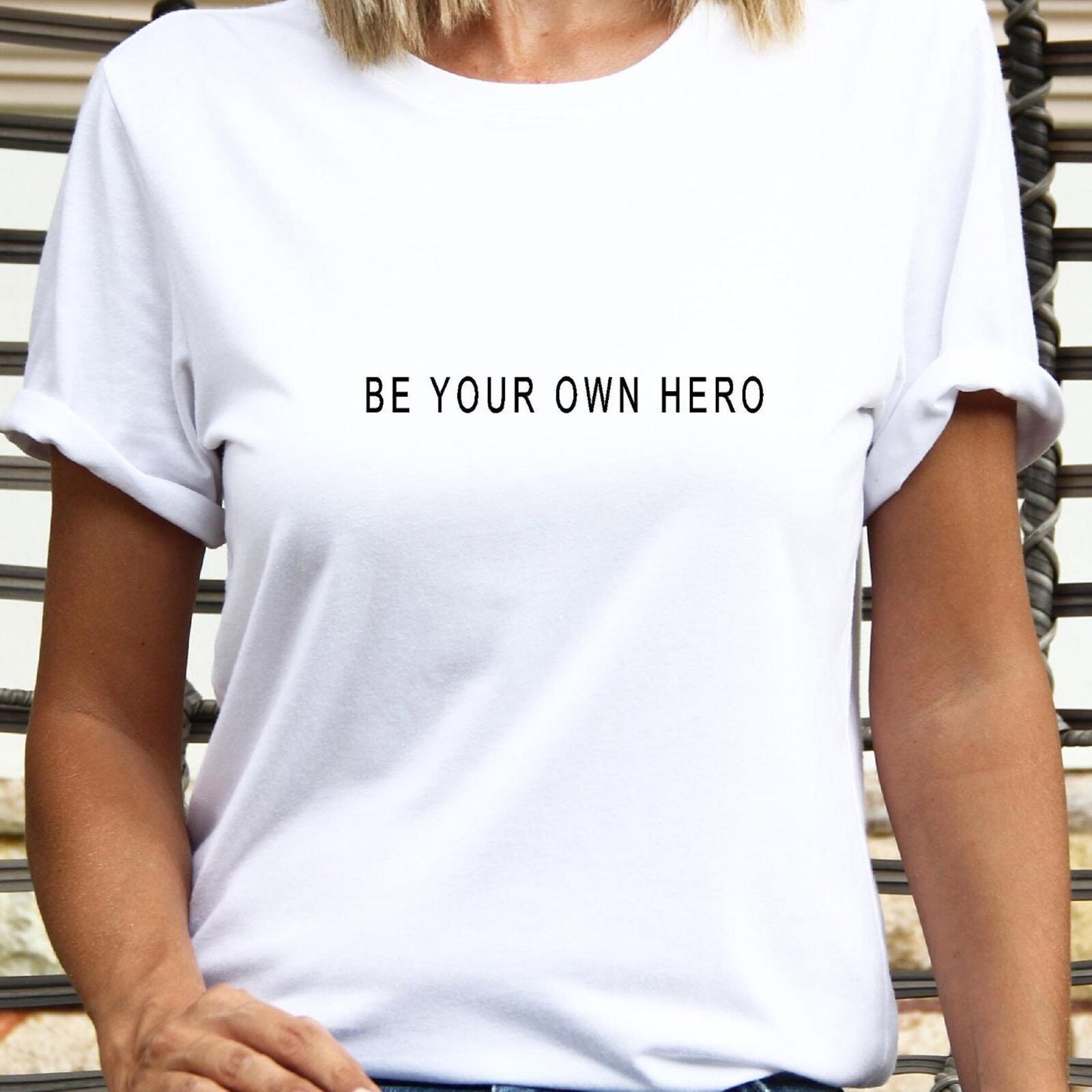 Hero T-Shirt, Be your own hero minimal design statement shirt, positive slogan,