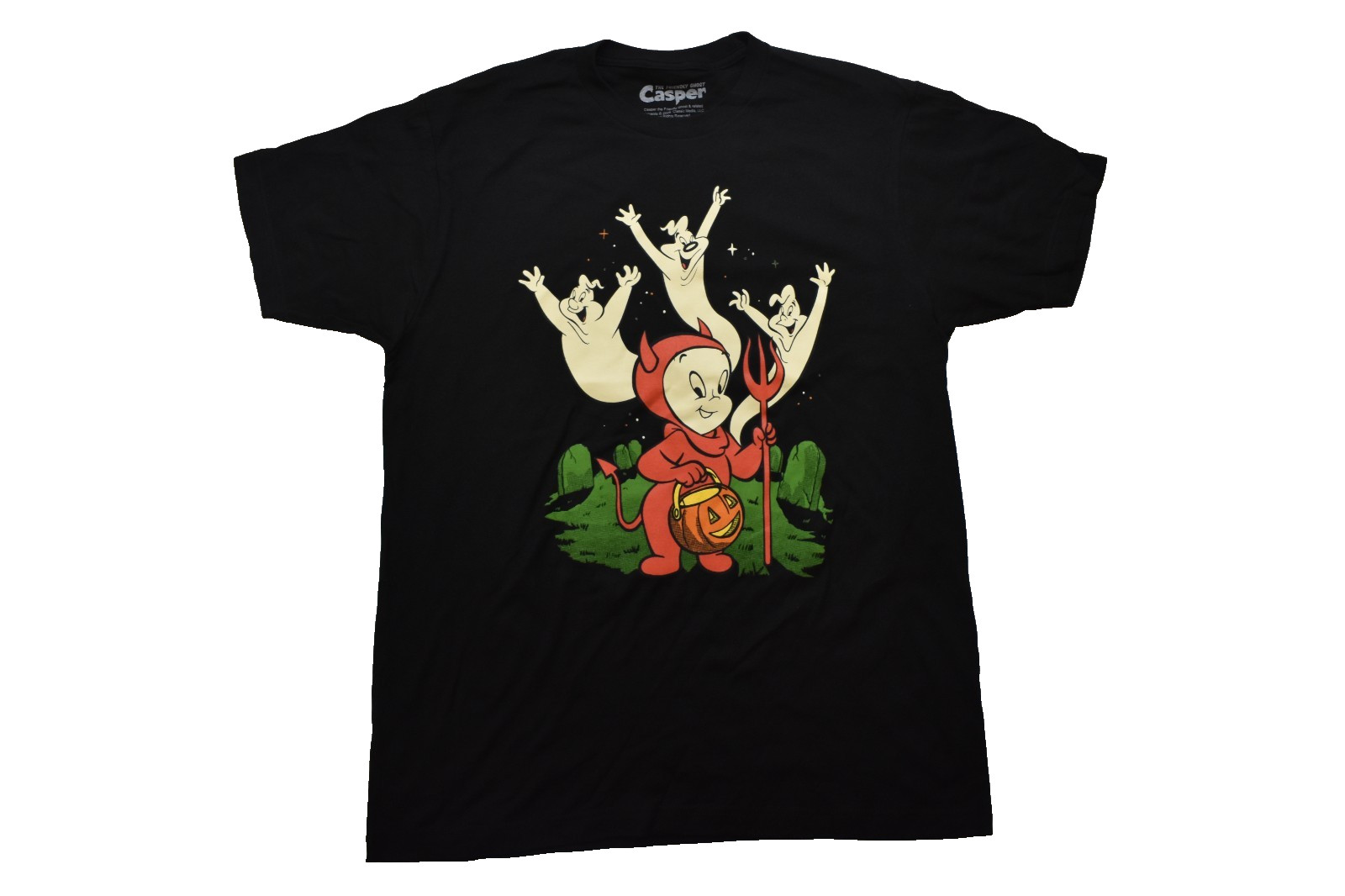 Casper the Friendly Ghost Devil Costume Mens Cartoon Black Shirt New XL