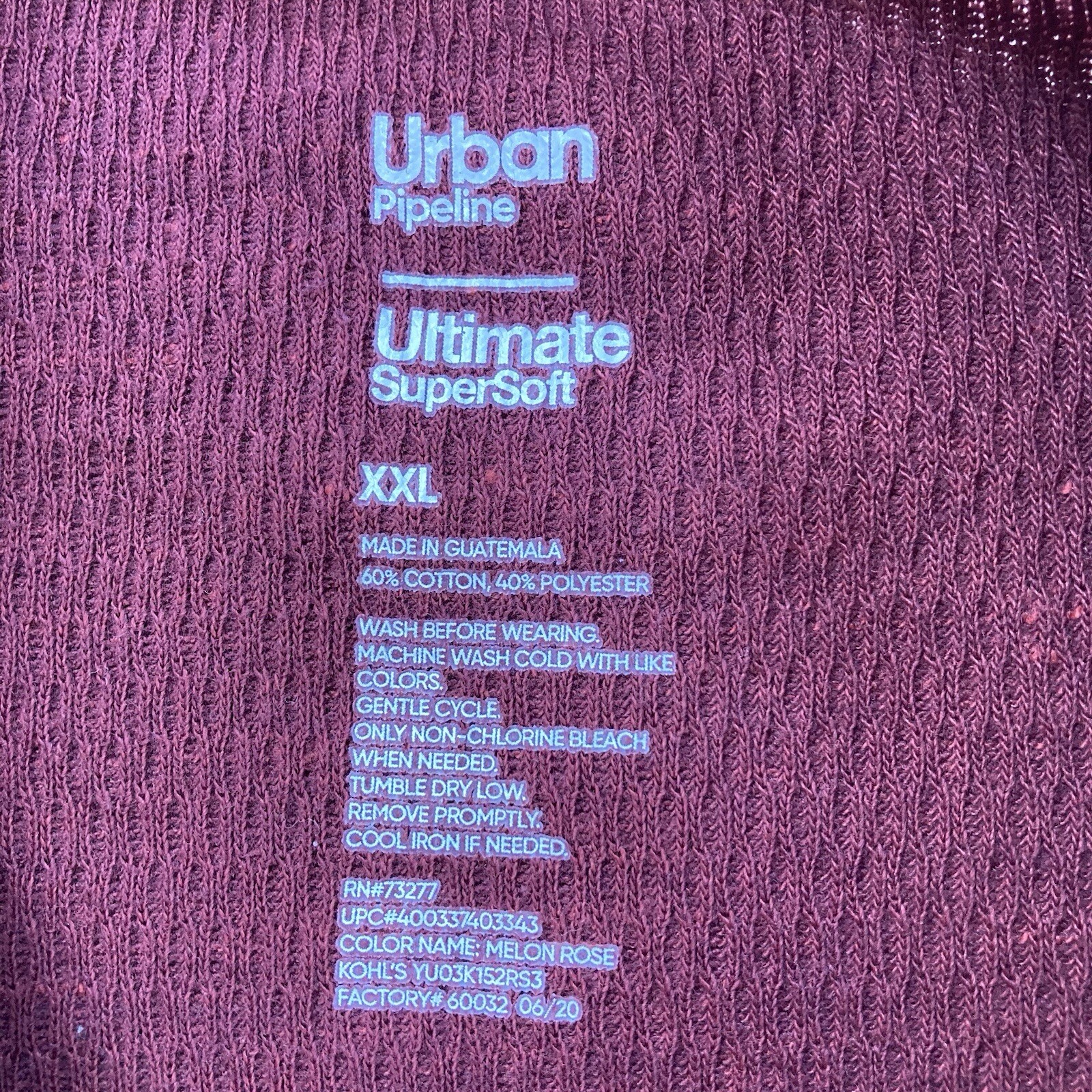 Urban Pipeline Thermal Henley Men XXL T-Shirt Long Sleeve Ultimate Supersoft 2XL