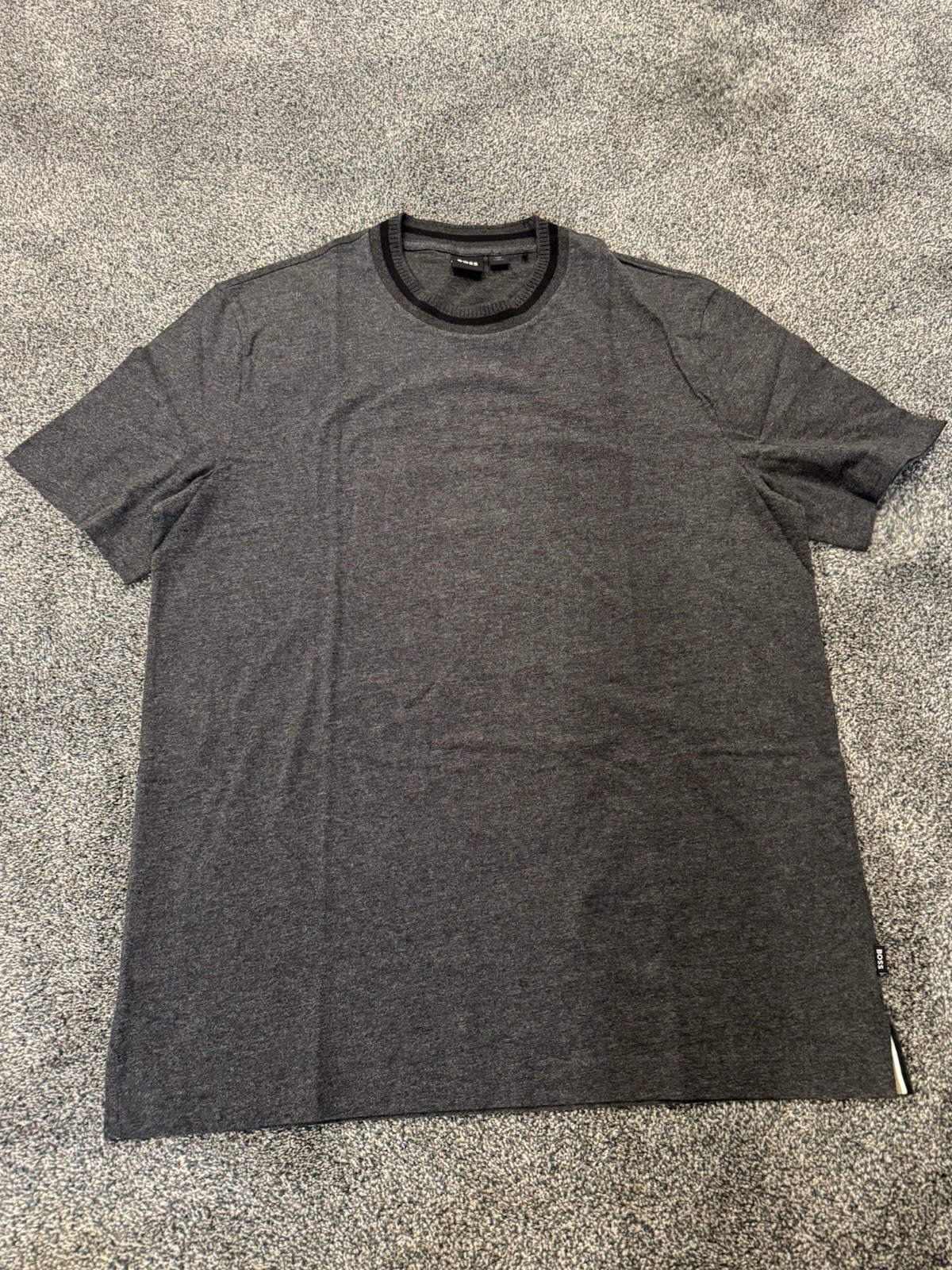 Huge Boss Solid Plain T-shirt Dark Grey XL