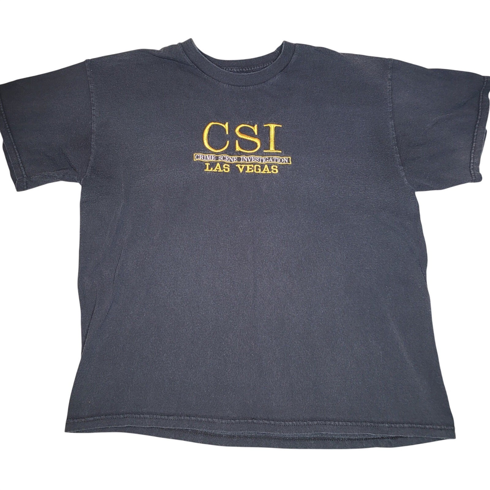 CSI Las Vegas T Shirt Mens L Black Embroidered Crime Scene Investigation TV Show