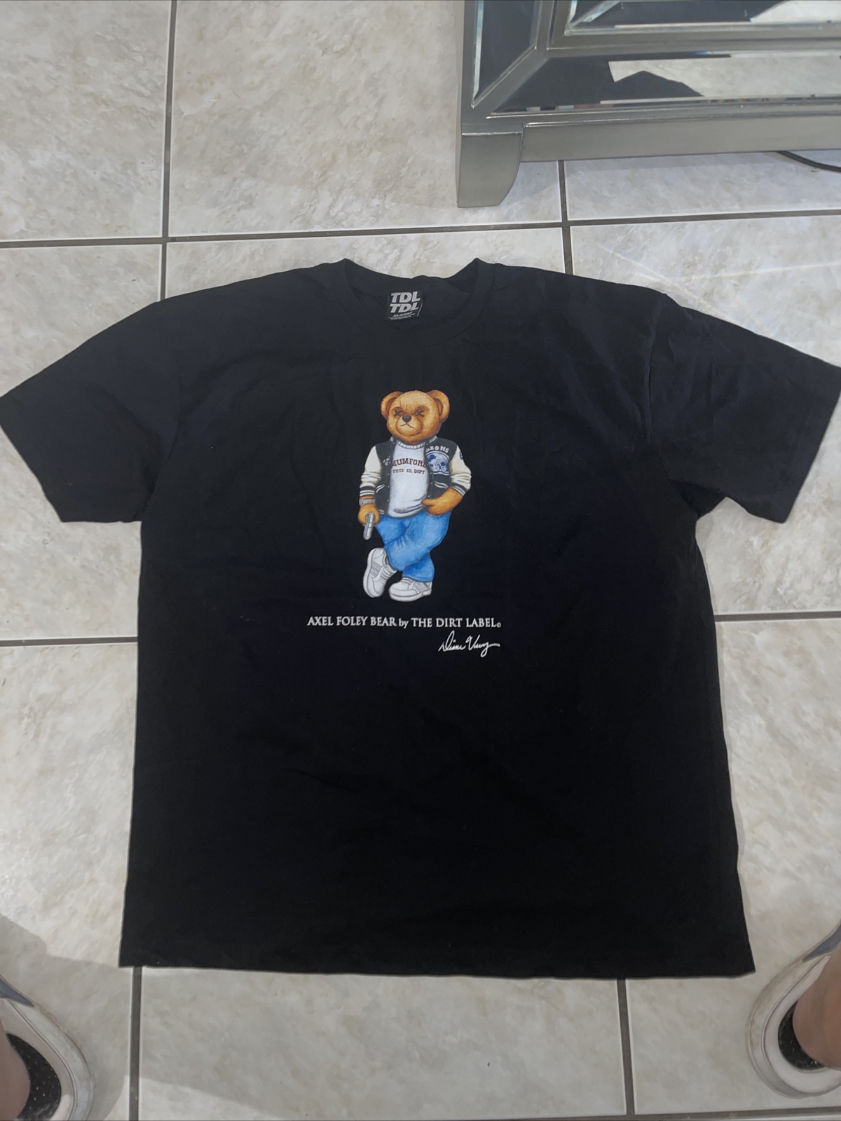 the Dirt Label mens t shirt sz XL Axel Foley Bear used black