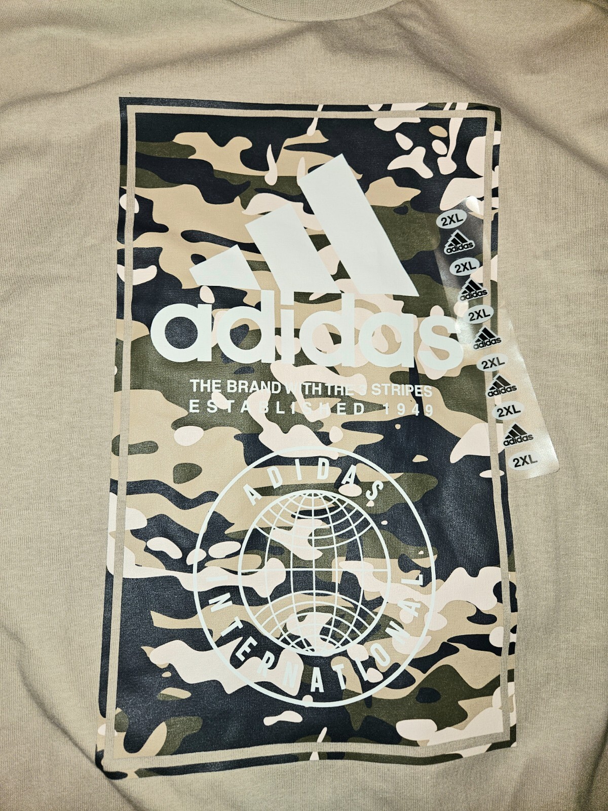Adidas International Wonder Beige Camo Multi-Sport Men&rsquo;s T-Shirt Size 2XL NWT