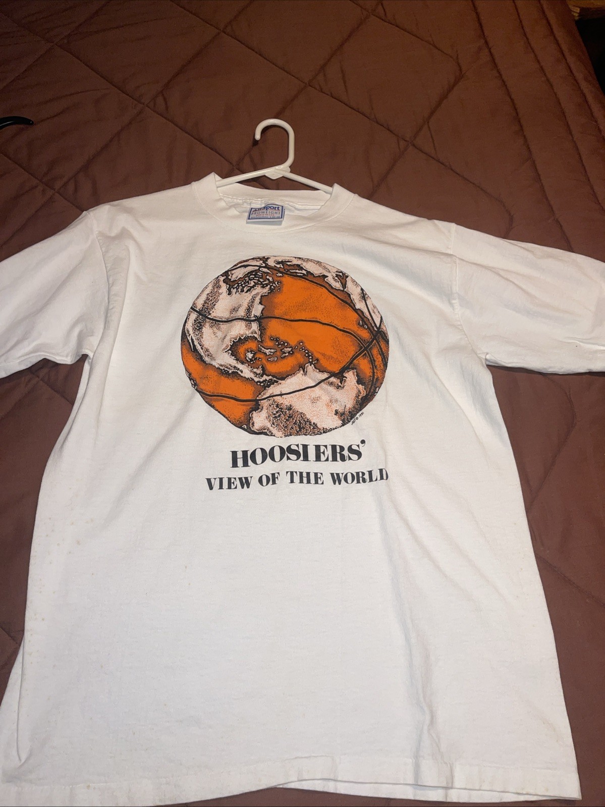 Vintage 1991 Hoosiers View of The World Large T-Shirt