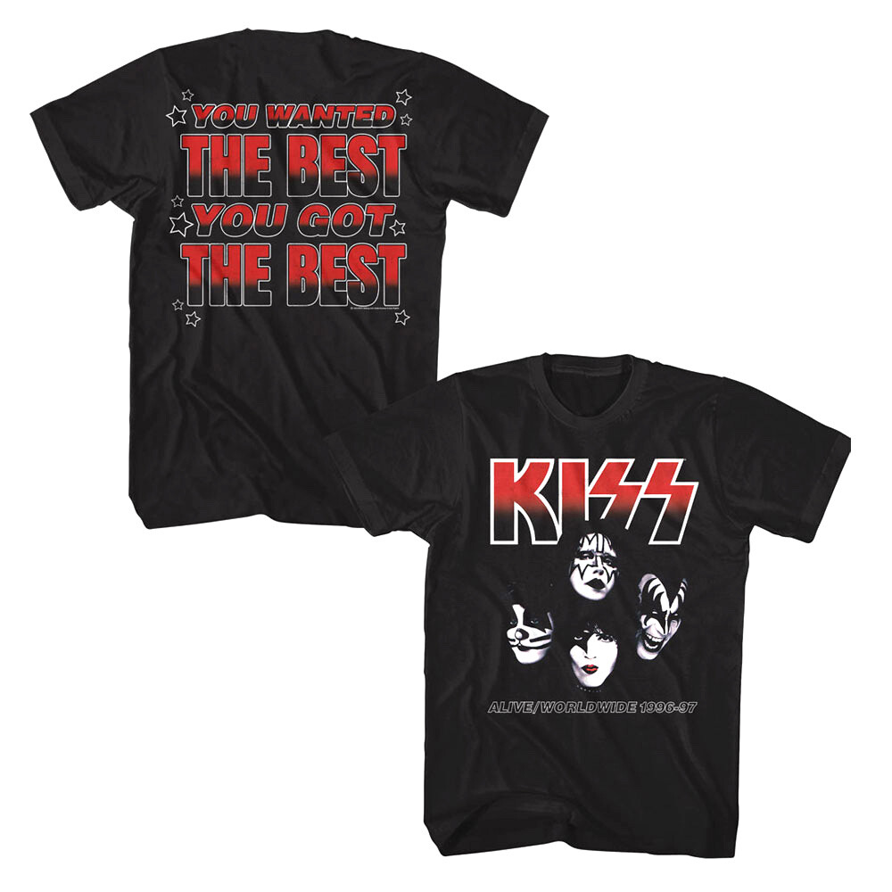 Kiss You Wanted the Best Men&rsquo;s T Shirt Alive worldwide Tour 1996 Rock Band