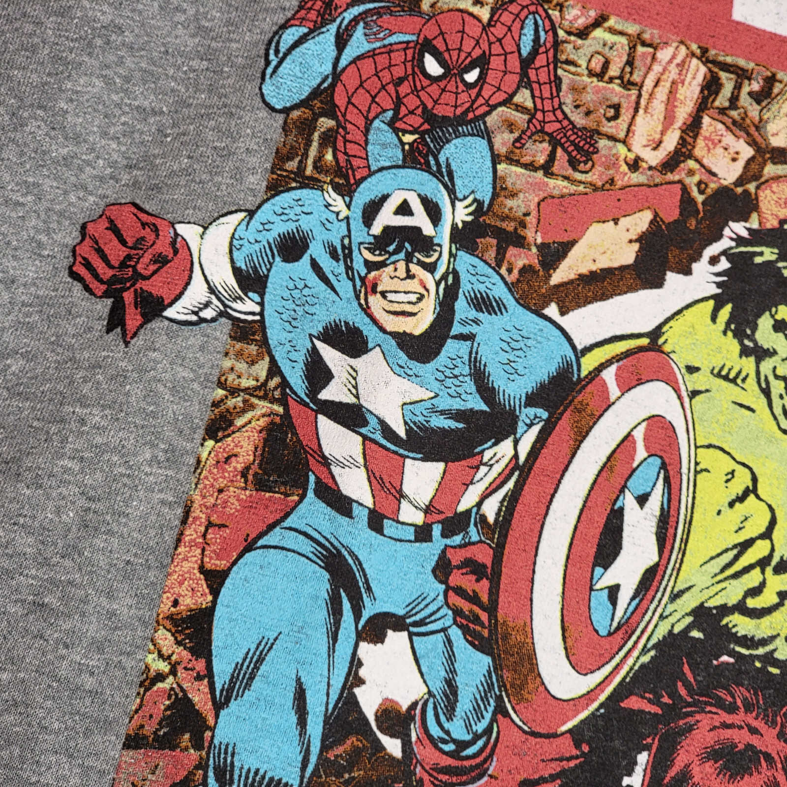 MARVEL COMICS Shirt Mens Golden Age Advengers Small Gray Hulk Capt America NWT