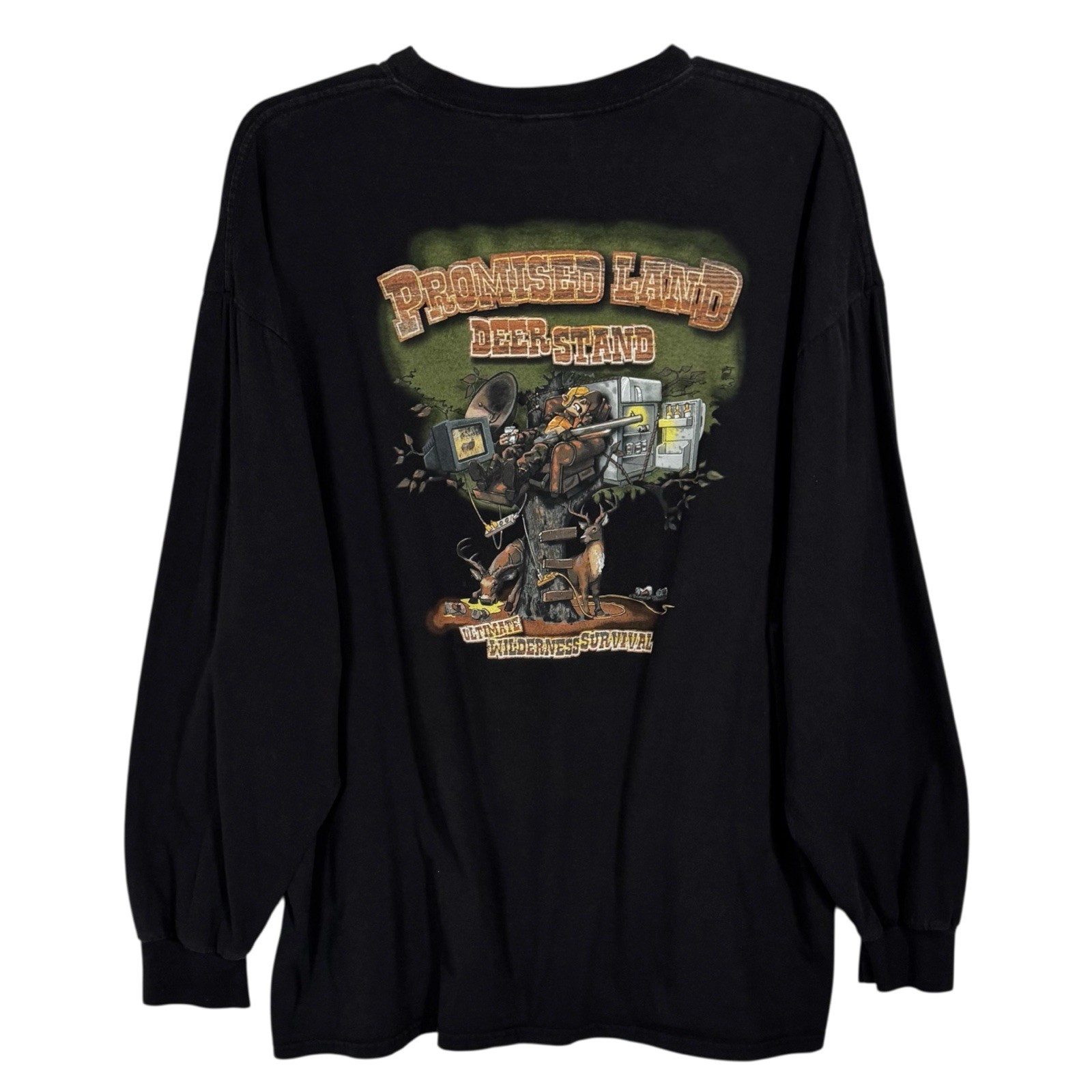 Promised Land Deer Hunting Long Sleeve Graphic T Shirt Men’s 2XL Black Dad Funny
