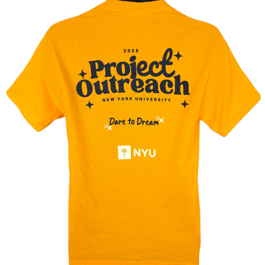 New York University T Shirt Mens Size Small Yellow 2025 NYU Project Outreach