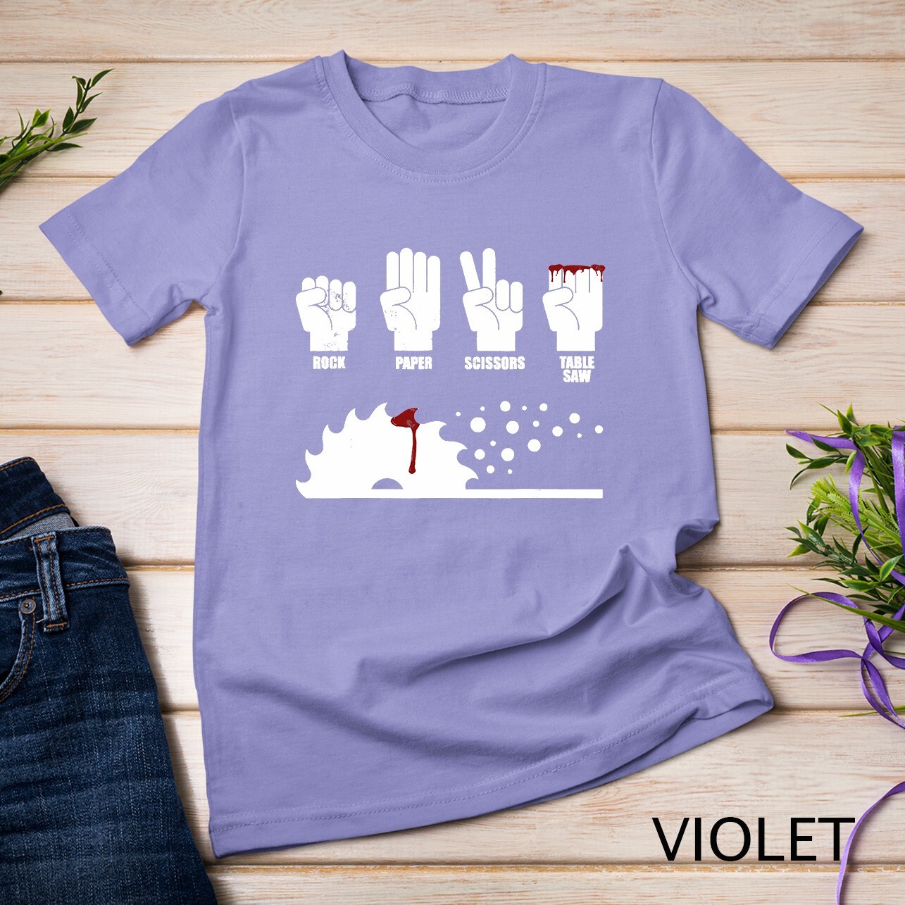 Rock Paper Scissors Table Saw Woodworking Carpenter T-Shirt Unisex T-shirt