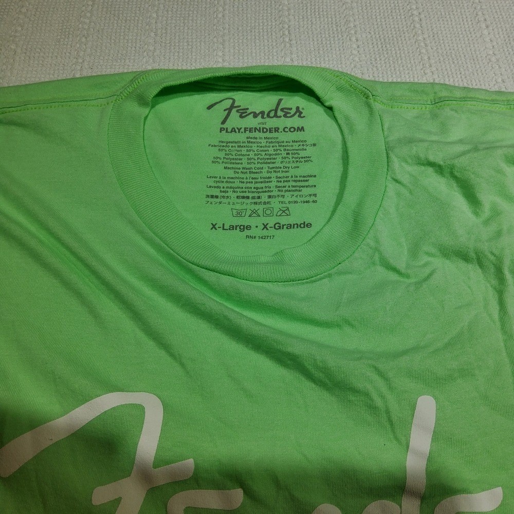 Fender Lime Green Short Sleeve Tee Size XL