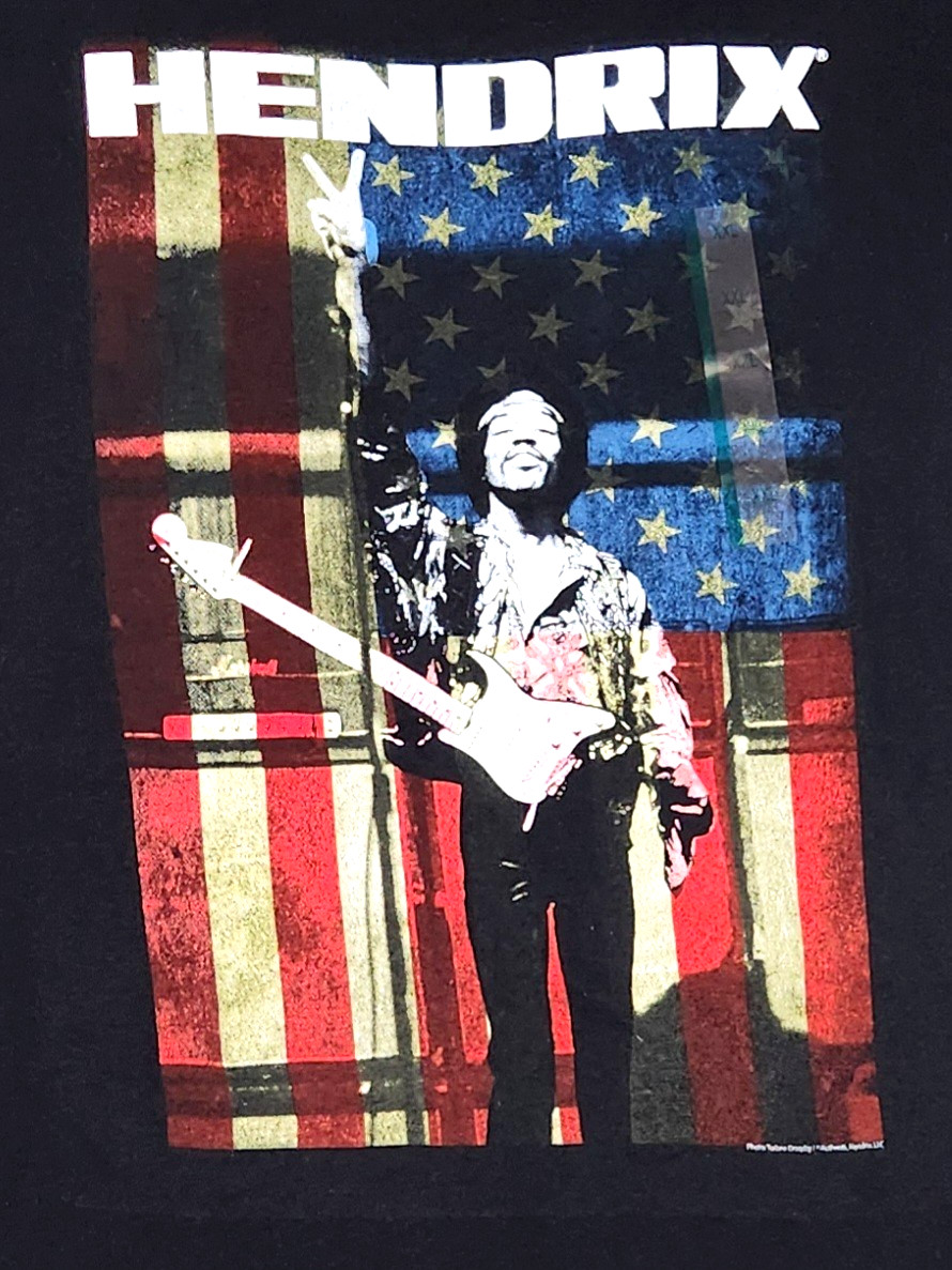 AUTHENTIC HENDRIX Jimi Hendrix Guitar King Peace Flag T-Shirt – 2XL