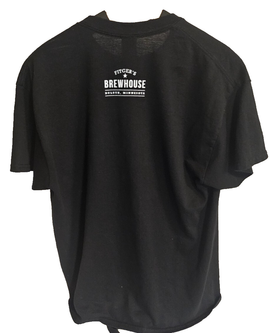 Gildan Mens Size Large T Shirt Black Fitgers Brewhouse Duluth Minnesota DryBlend