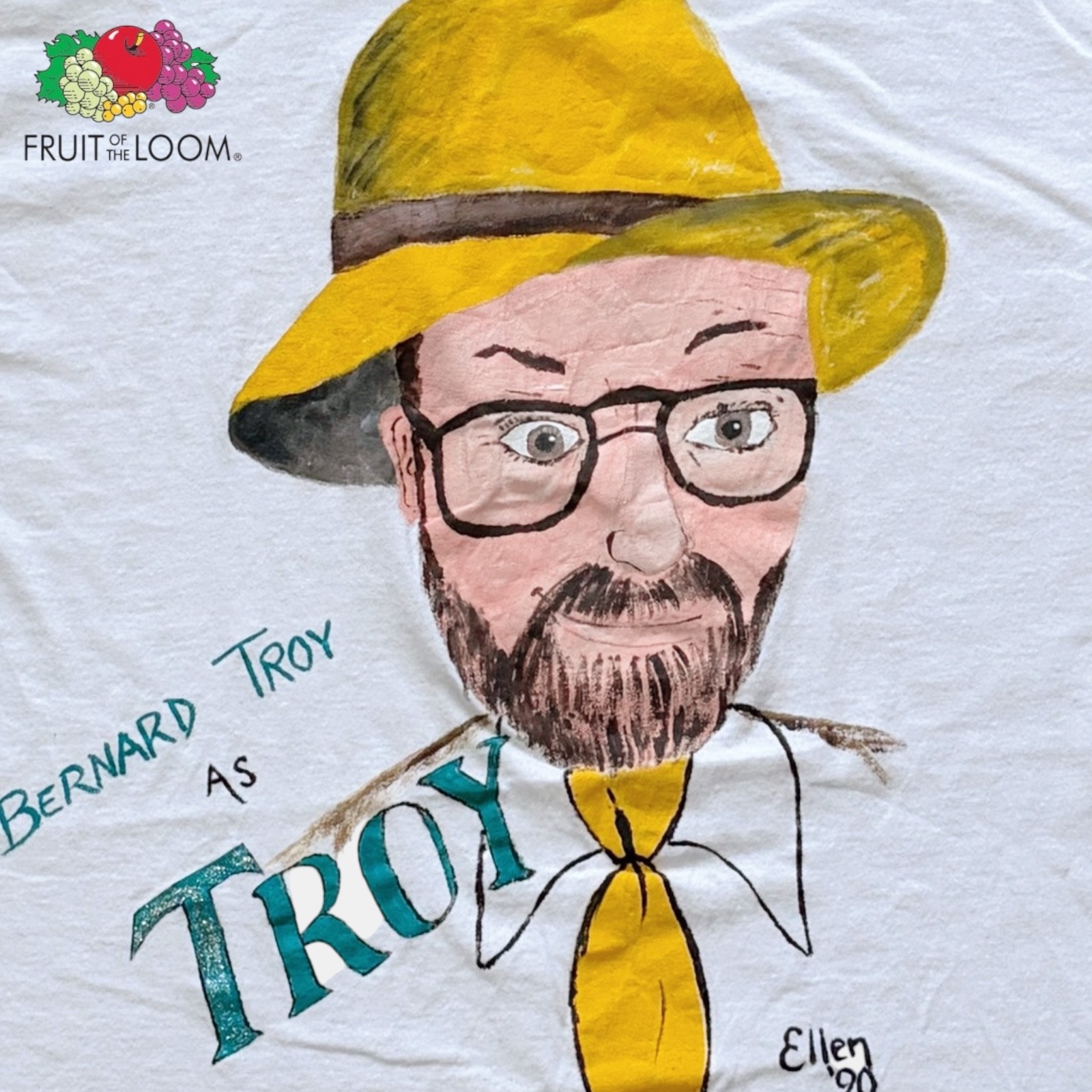Vintage 1990 Bernard Troy Hand Painted Portrait T Shirt XL USA Single Stitch