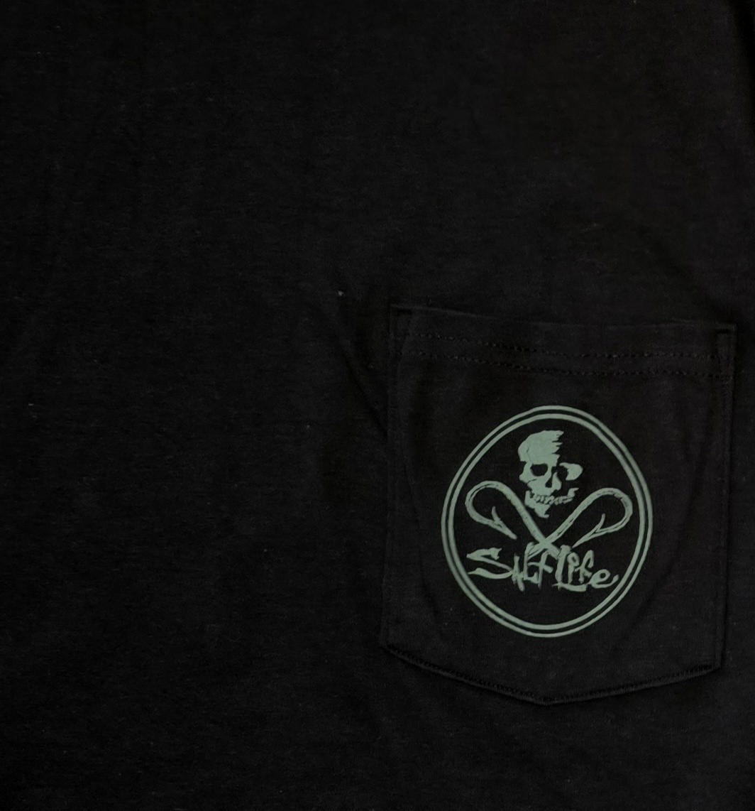 Salt life Long Sleeve, Skull and Hooks, Men&rsquo;s Graphic TShirt, Lg, XL, or 2XL