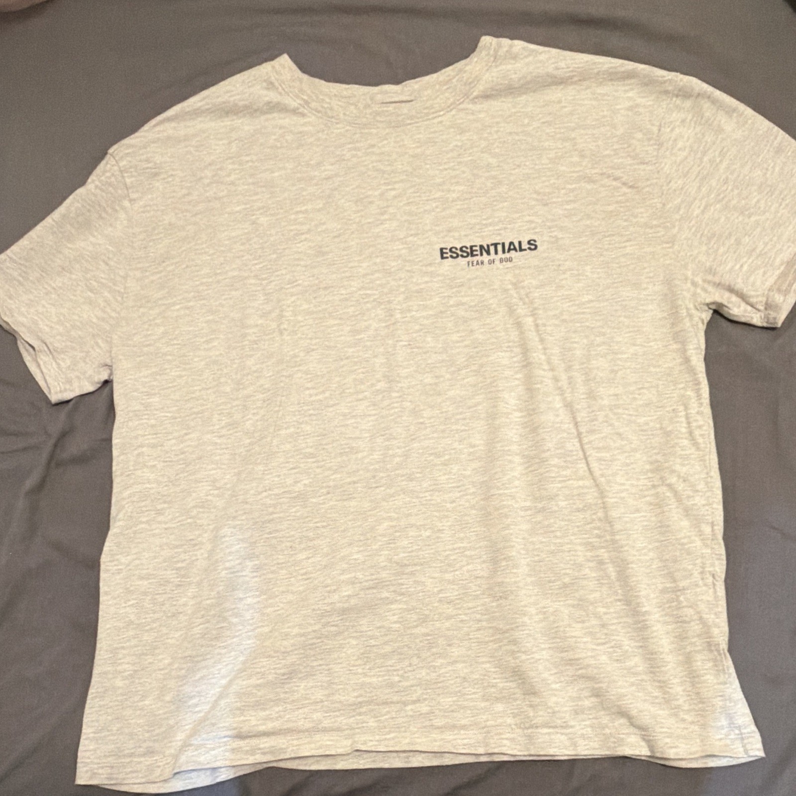 Essentials Fear of God Men&rsquo;s Gray Logo Crew Neck Cotton Jersey T-Shirt Size M