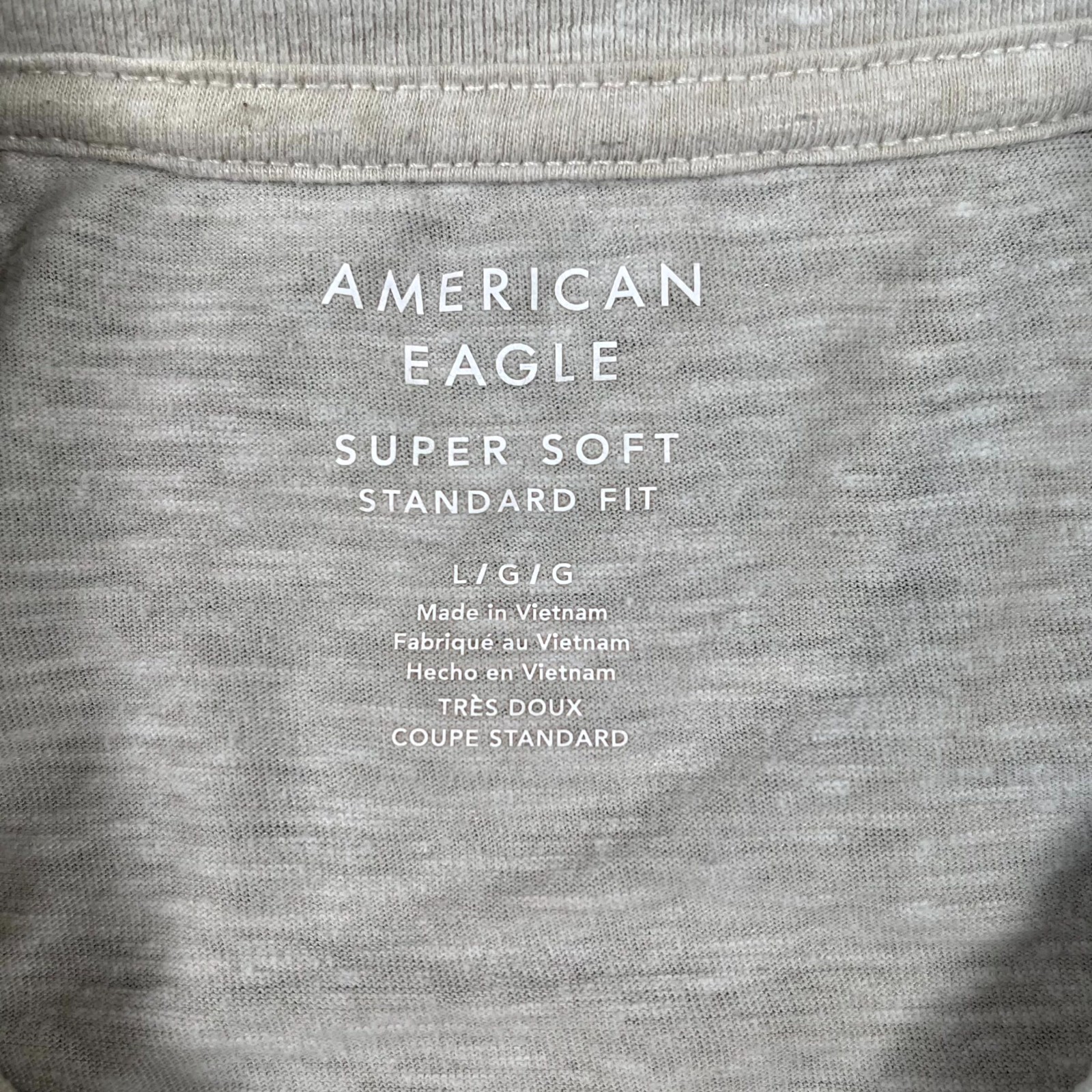 American Eagle Outfitters T Shirt Mens Large Beige Crew Neck Standard Fit Casual
