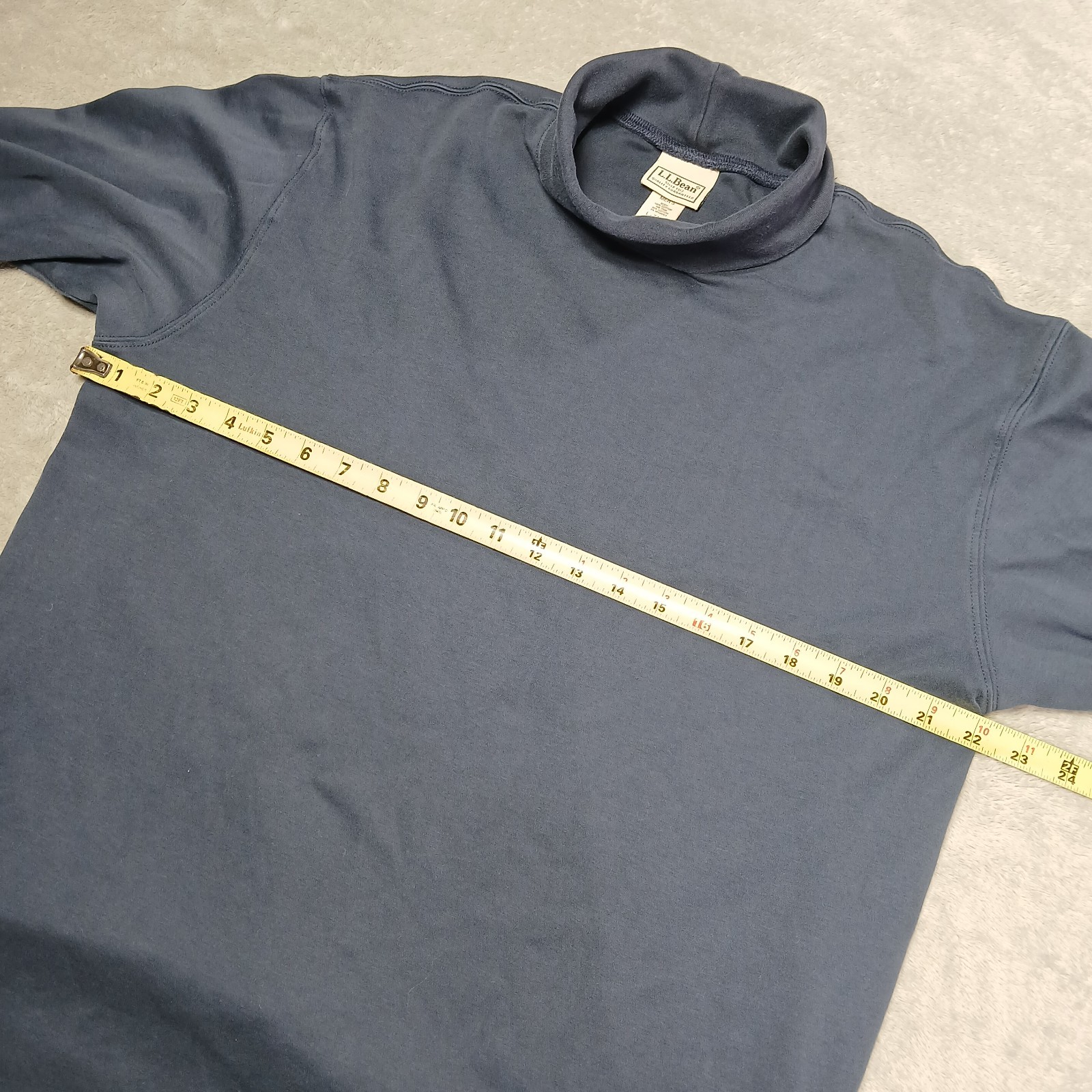 LL Bean Men LT Large Tall Solid Navy Blue Cotton Stretch Turtleneck Top Gorpcore