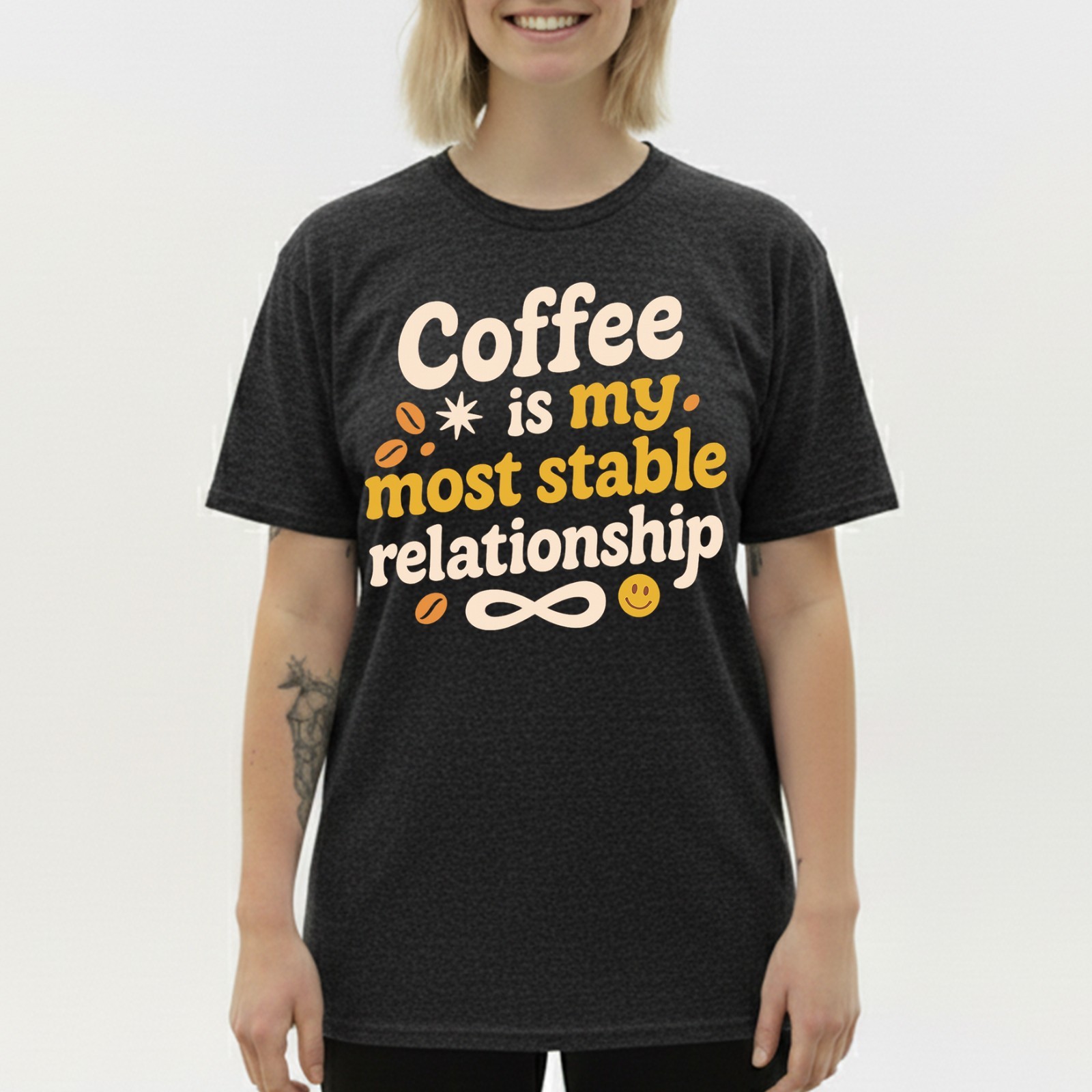 Coffee Most Stable Relationship T-Shirt Funny Coffee Lover Humor Tee S-5XL