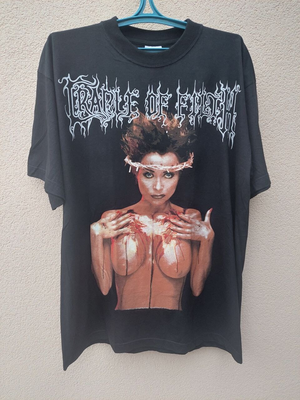 Rare Vintage 90s Cradle of Filth Praise the whore Metal Band Tshirt xl black