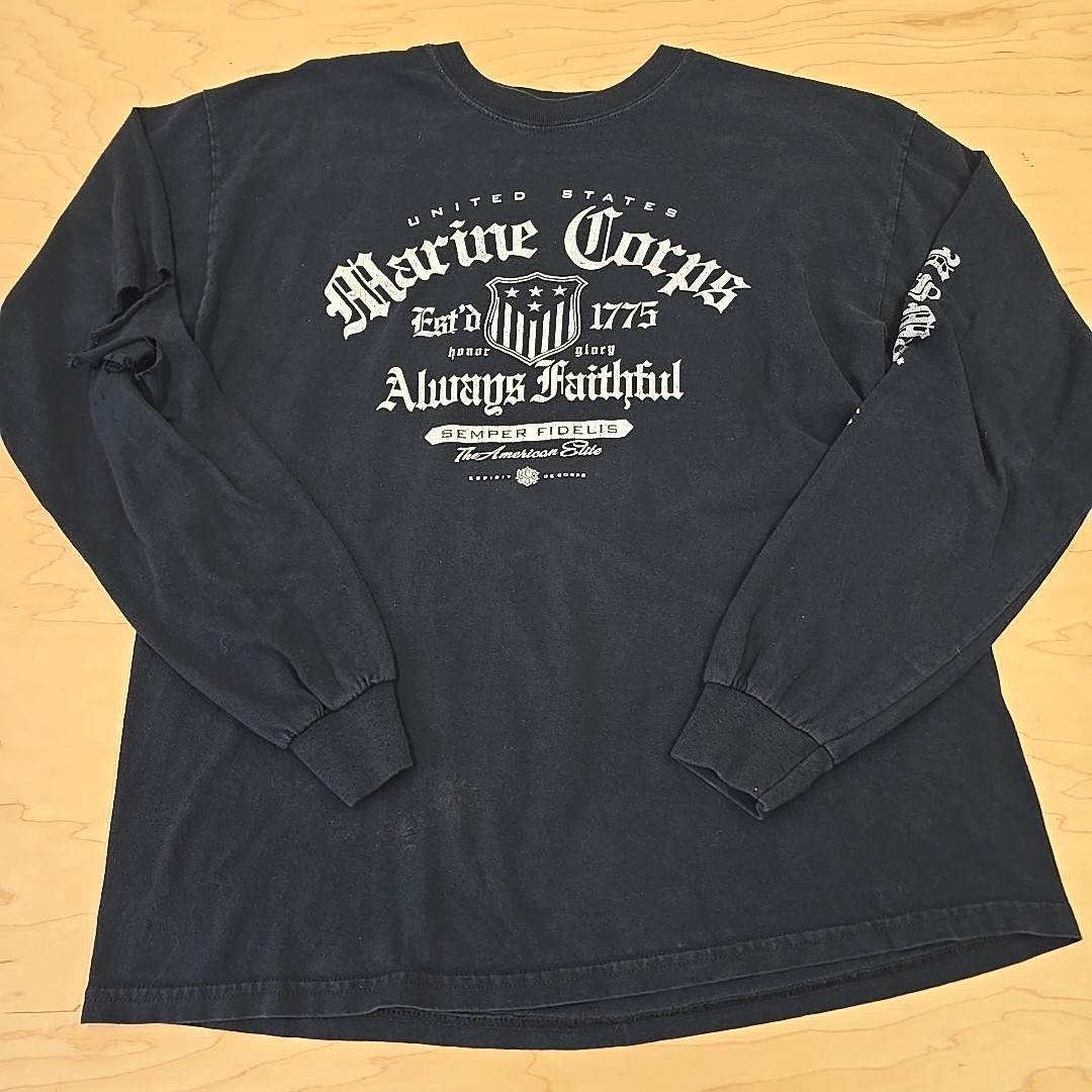 Marine Corps Long Sleeve Shirt Semper Fidelis Military Always Faithful (HOLE)