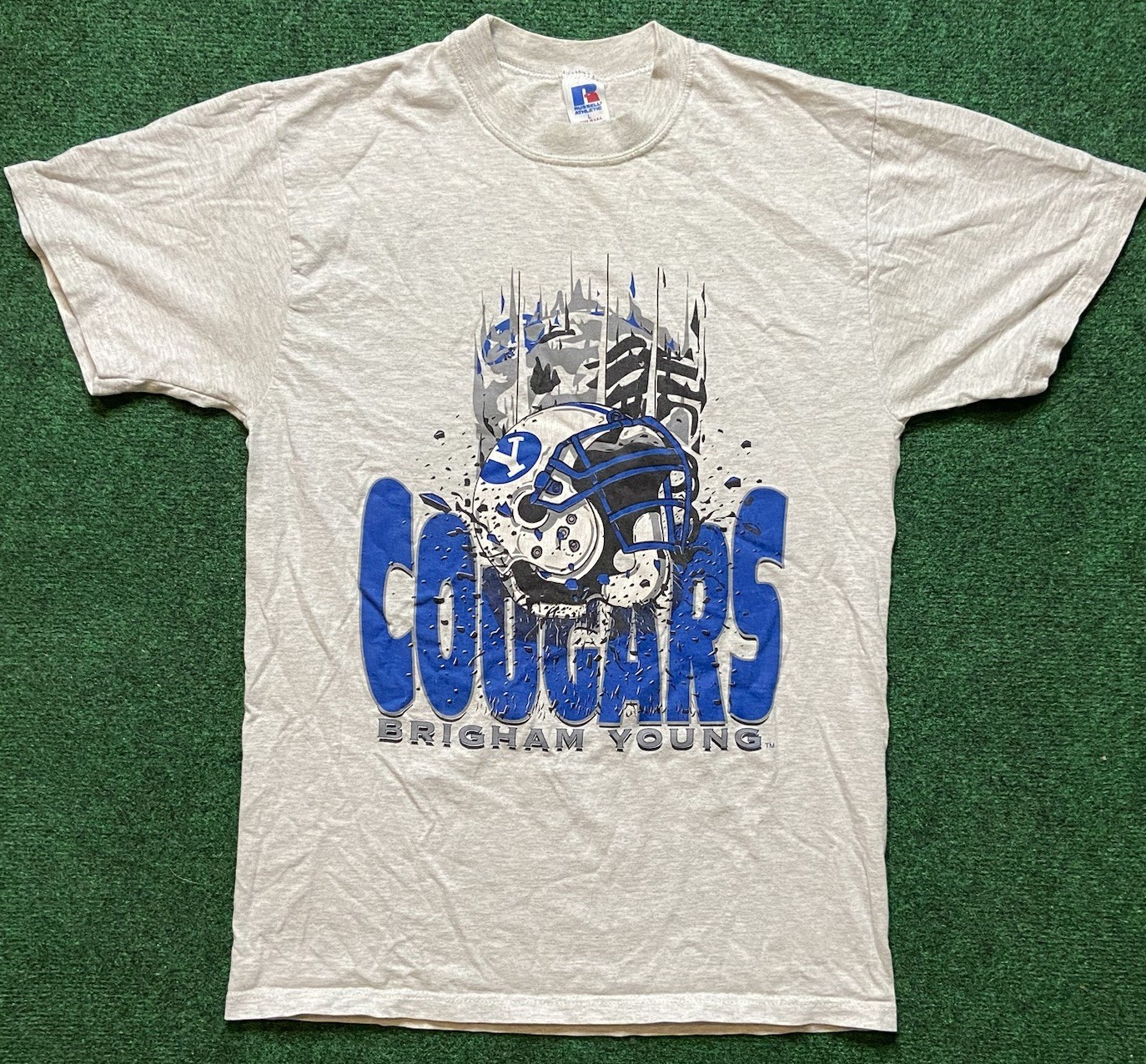 VTG 90s Brigham Young Football Russell Made In USA Shirt Sz L BYU