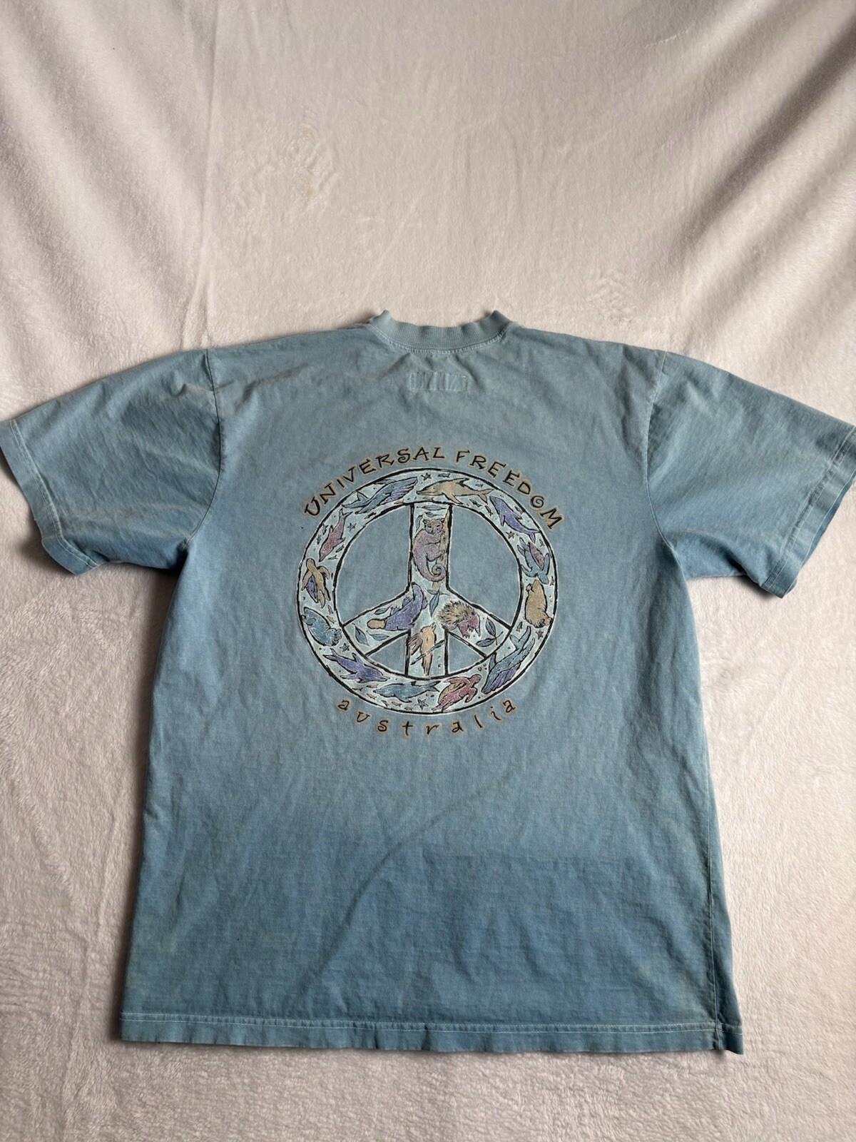 VTG Arrawarra Australia Universal Freedom Blue Shirt Distressed Men&rsquo;s Medium *