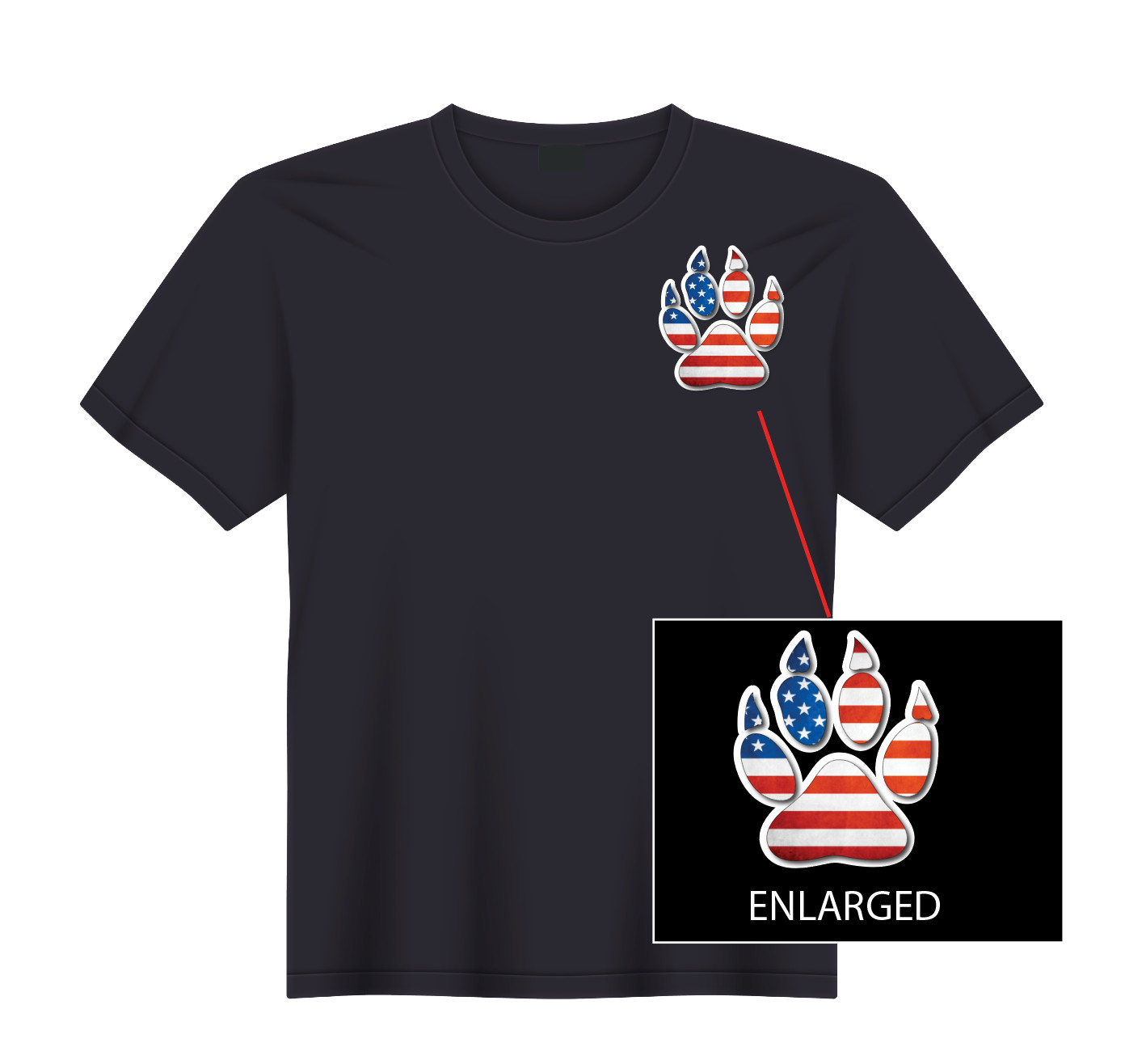 USA American Flag America Patriot Dog Cat Puppy Paw T-Shirt NEW S, M, L, XL